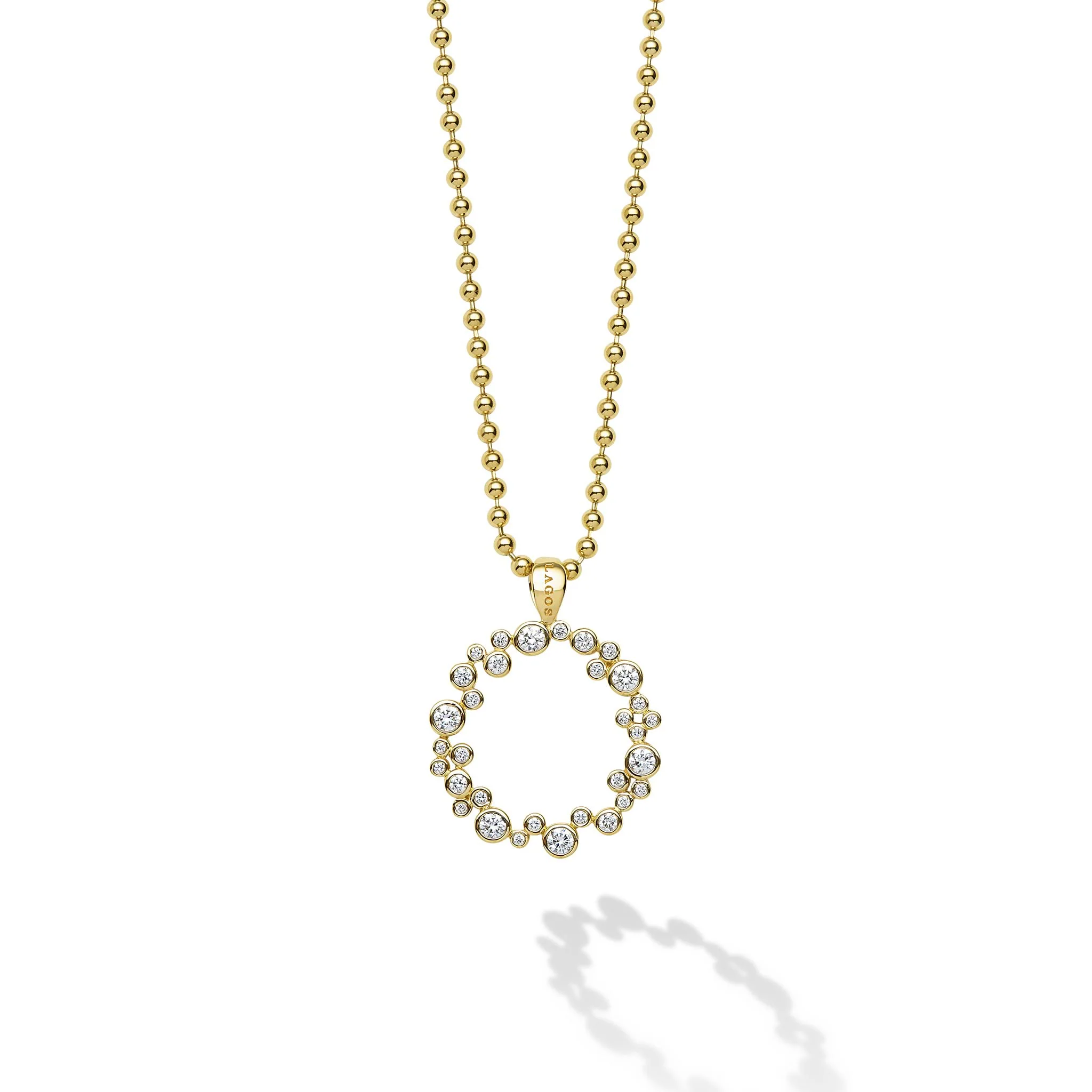 Fizz 18K Gold Diamond Small Circle Pendant Necklace