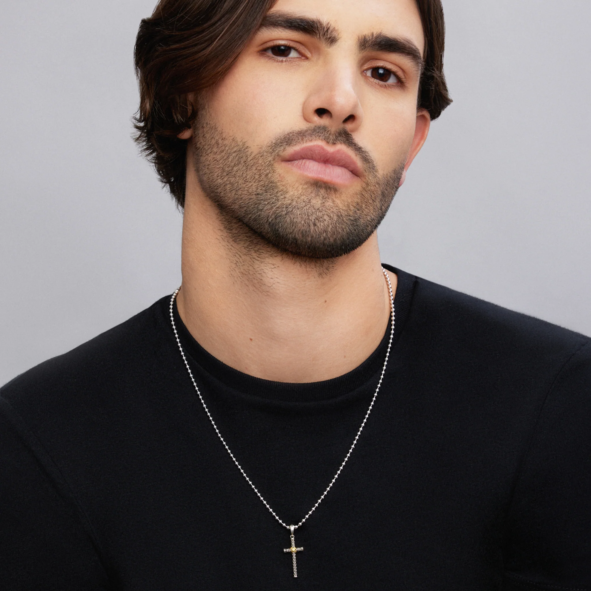 Anthem Two-Tone Caviar Beaded X Cross Amulet - Image 2