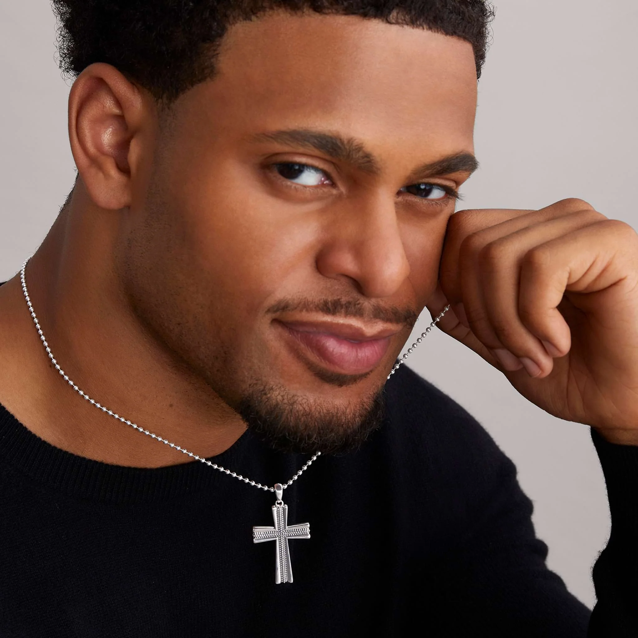 Anthem Caviar Beaded Cross Amulet - Image 2