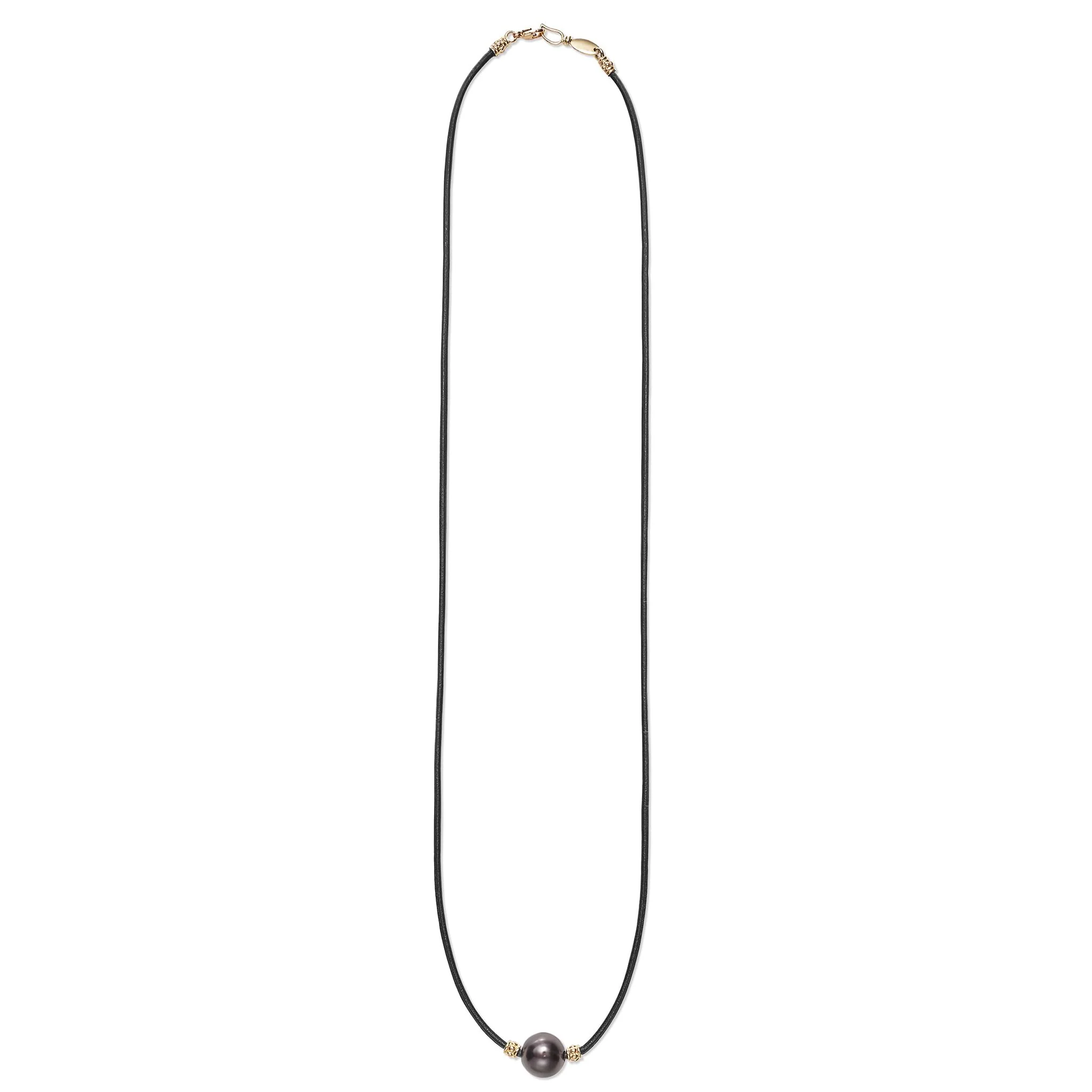 Anthem 18K Gold Single Tahitian Black Pearl Necklace - Image 3