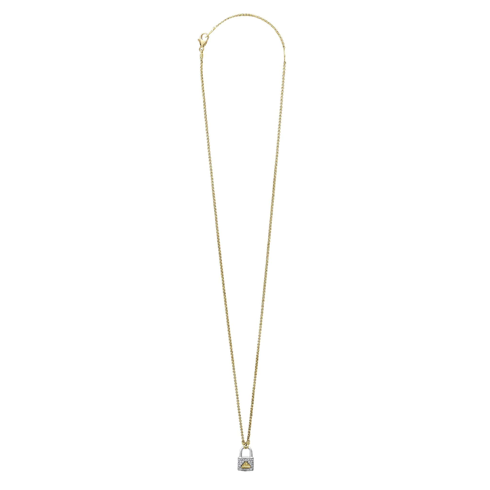Beloved Two-Tone Diamond Lock Necklace - Image 3