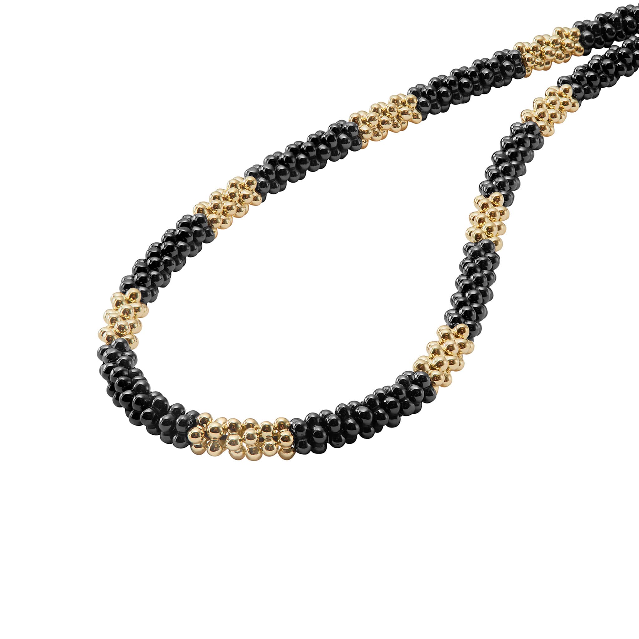Black Caviar 18K Gold Large Station Ceramic Beaded Necklace | 5mm - Image 5
