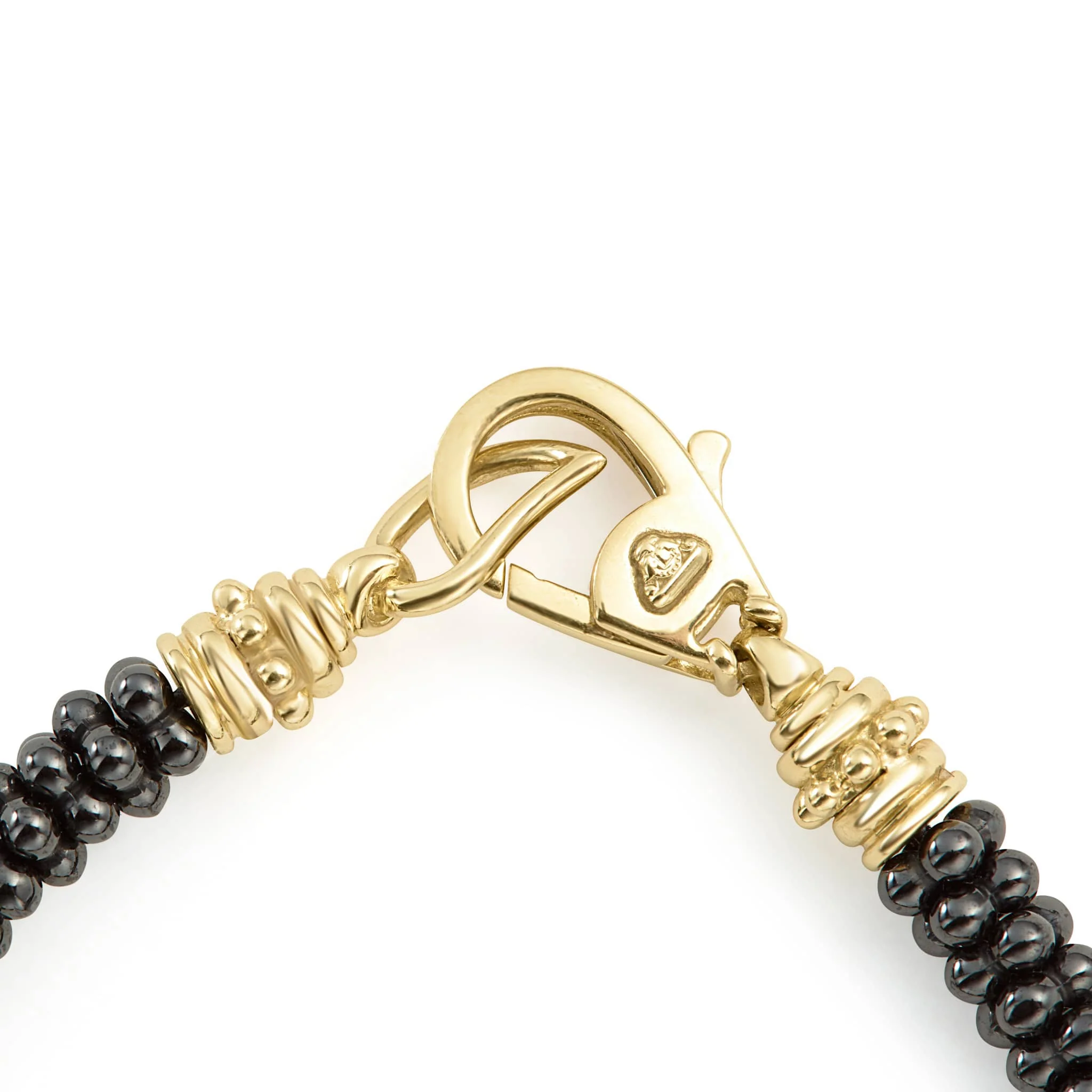 Black Caviar Five Large 18K Gold Station Ceramic Beaded Bracelet | 5mm - Image 3