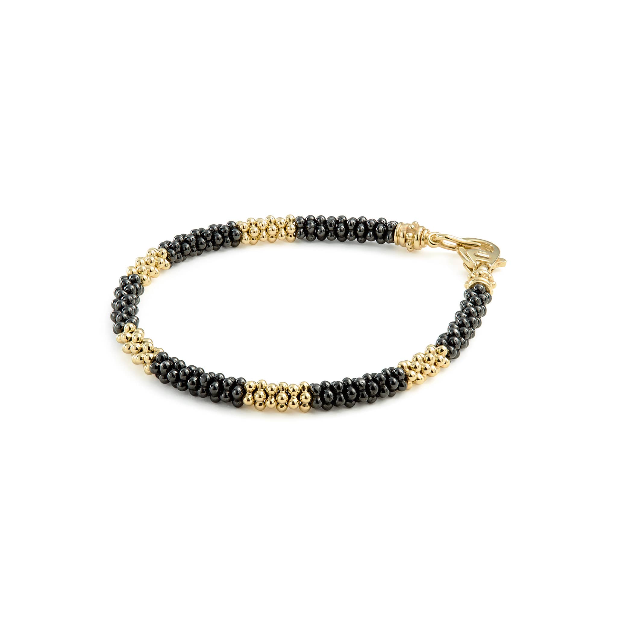 Black Caviar Five Large 18K Gold Station Ceramic Beaded Bracelet | 5mm - Image 4
