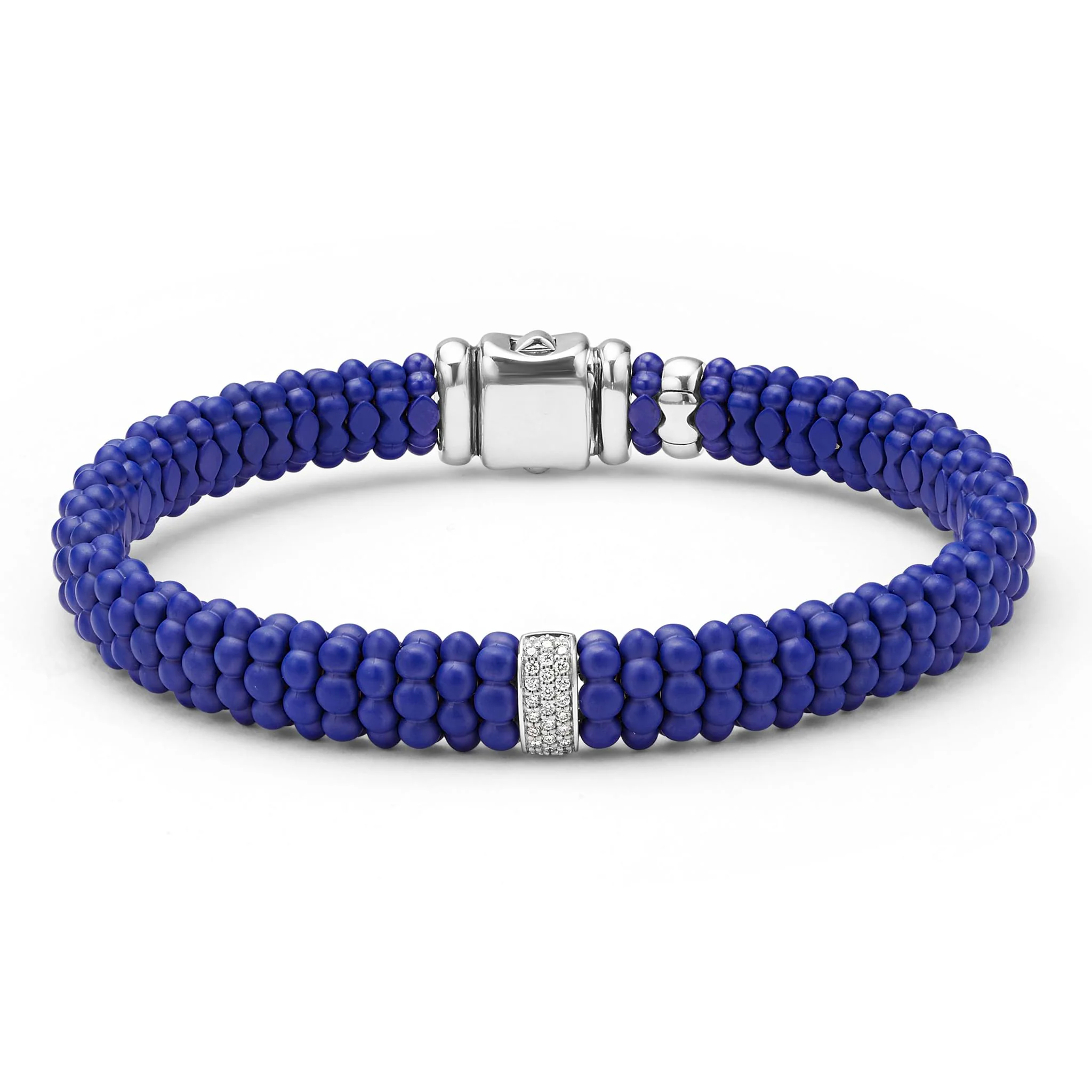 Blue Caviar Single Station Matte Blue Ceramic Diamond Bracelet | 9mm