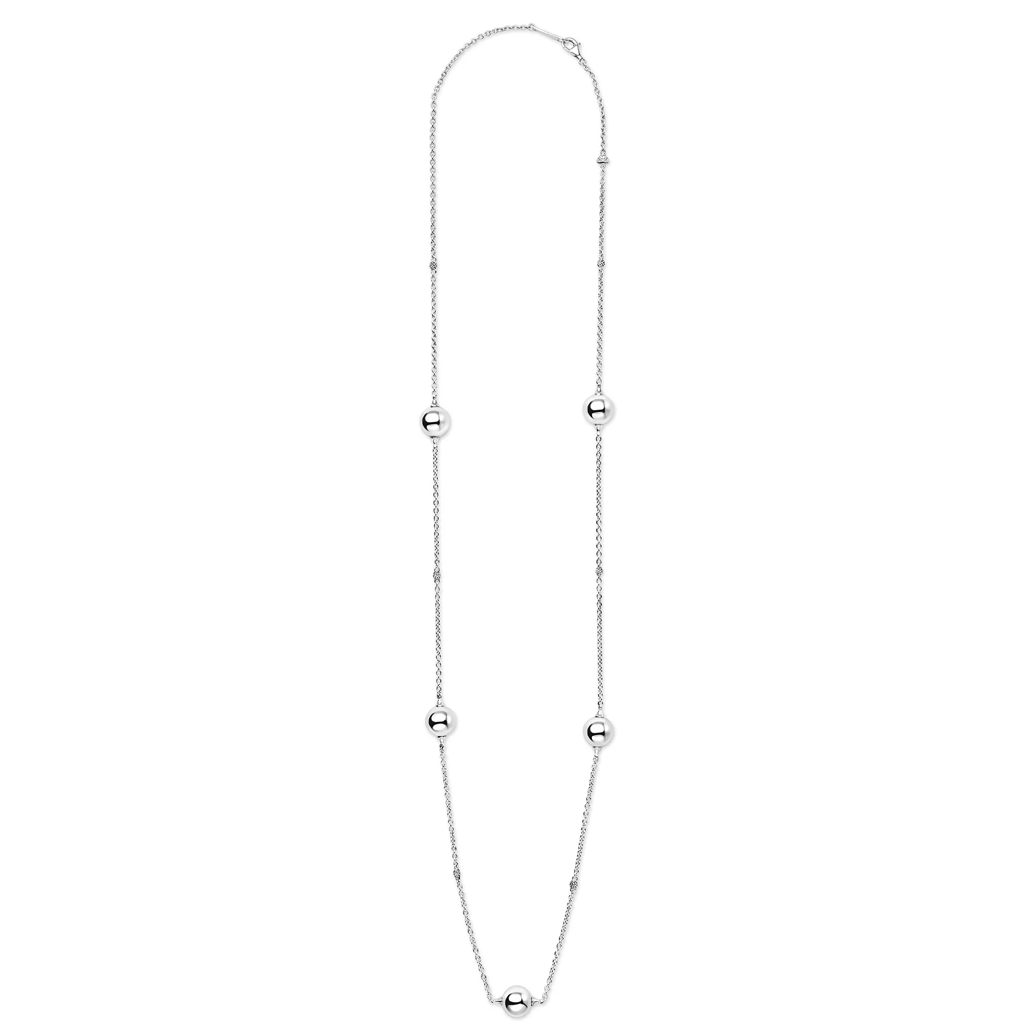Caviar Bubbly Silver Large Beaded Station Necklace - Image 3