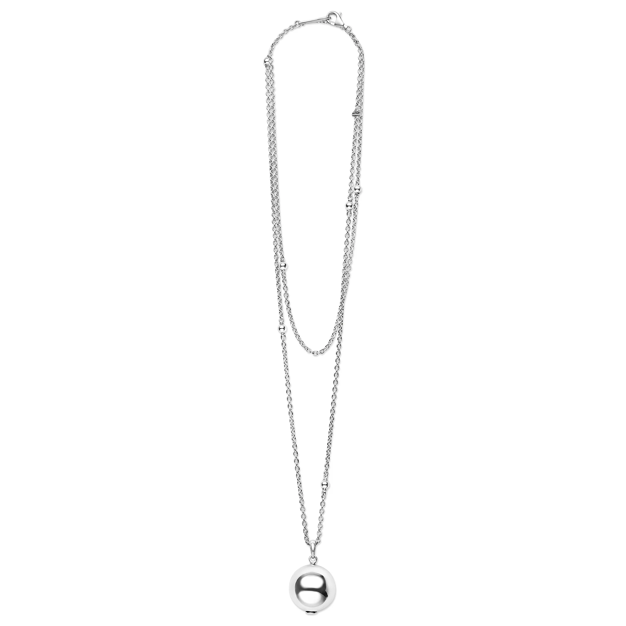 Caviar Bubbly Silver Beaded Pendant Necklace | 19mm - Image 3