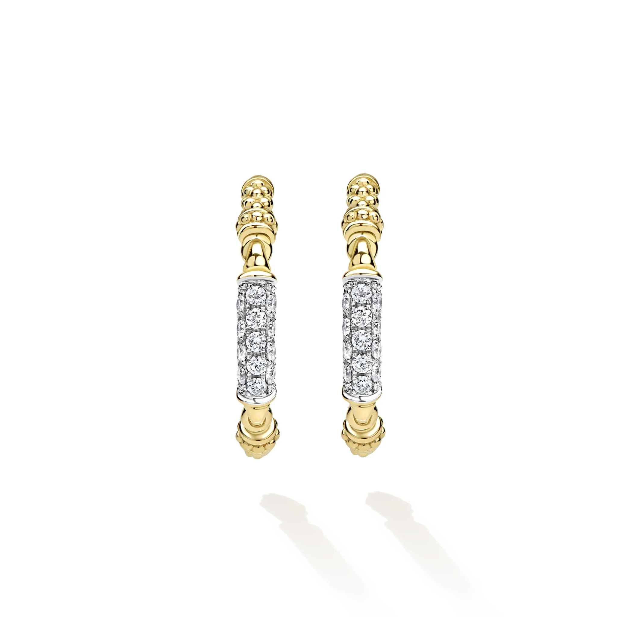 Caviar Gold 18K Caviar Gold Diamond Pavé Bar Hoop Earrings - Image 2