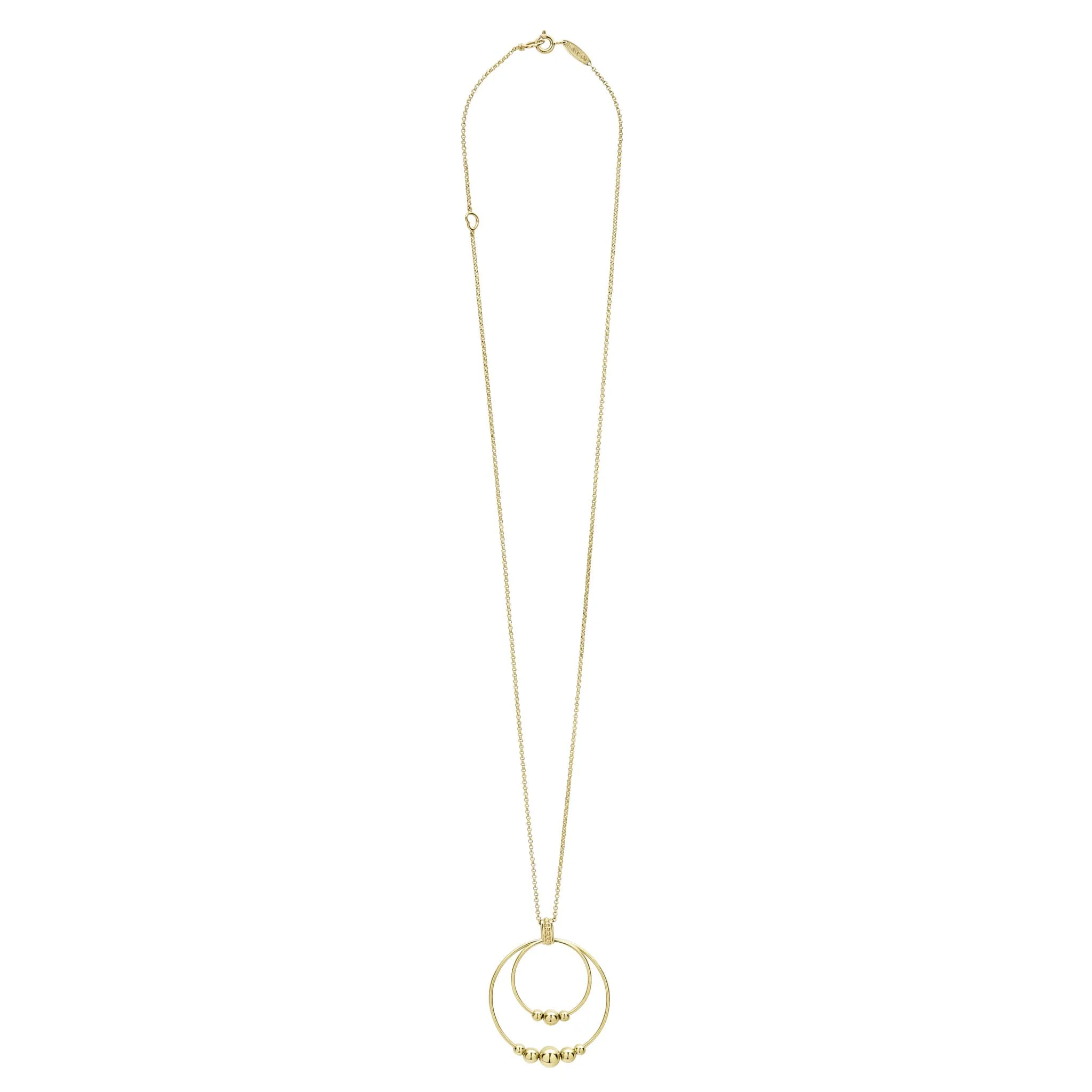 Caviar Gold 18K Gold Double Circle Bead Pendant Necklace - Image 3