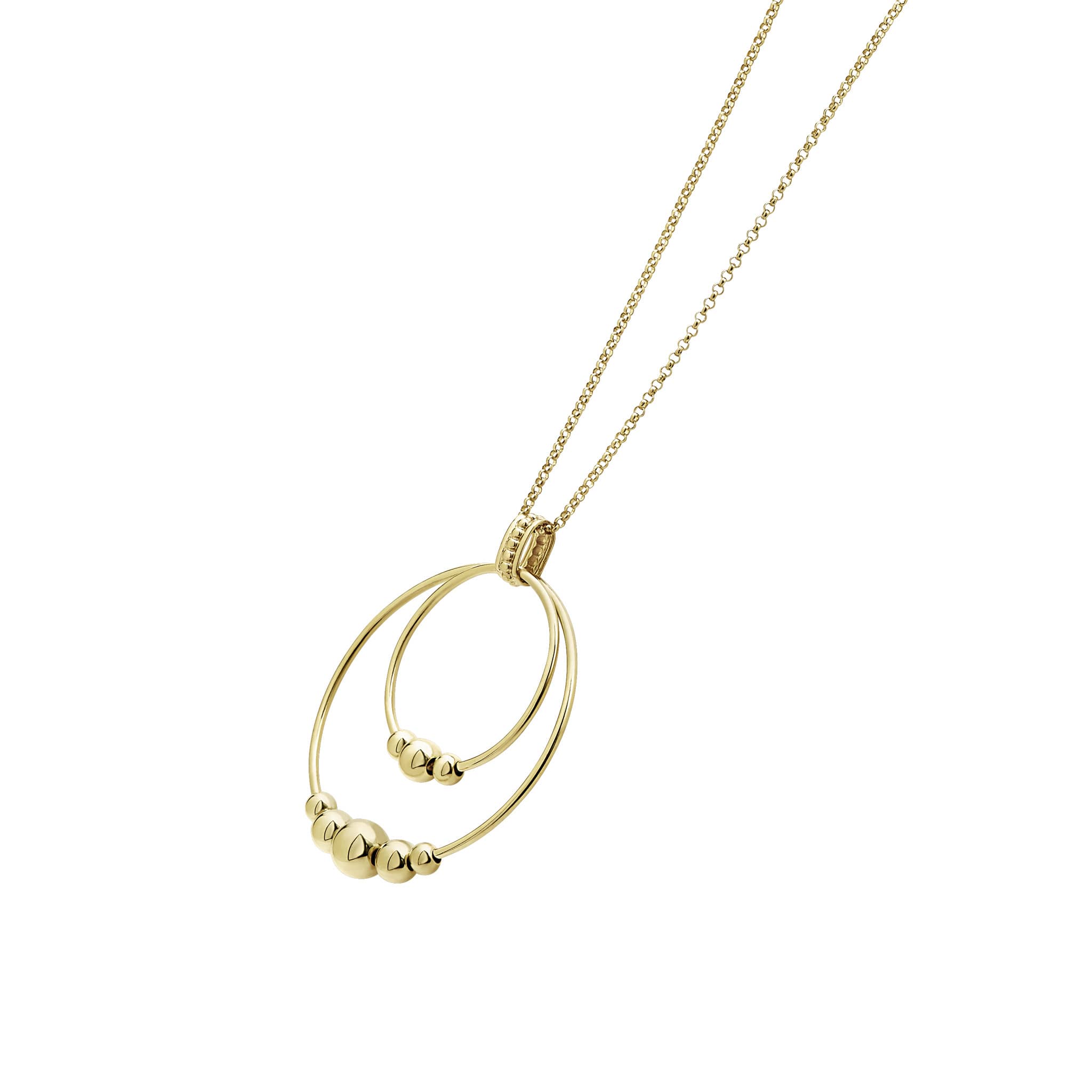 Caviar Gold 18K Gold Double Circle Bead Pendant Necklace - Image 4