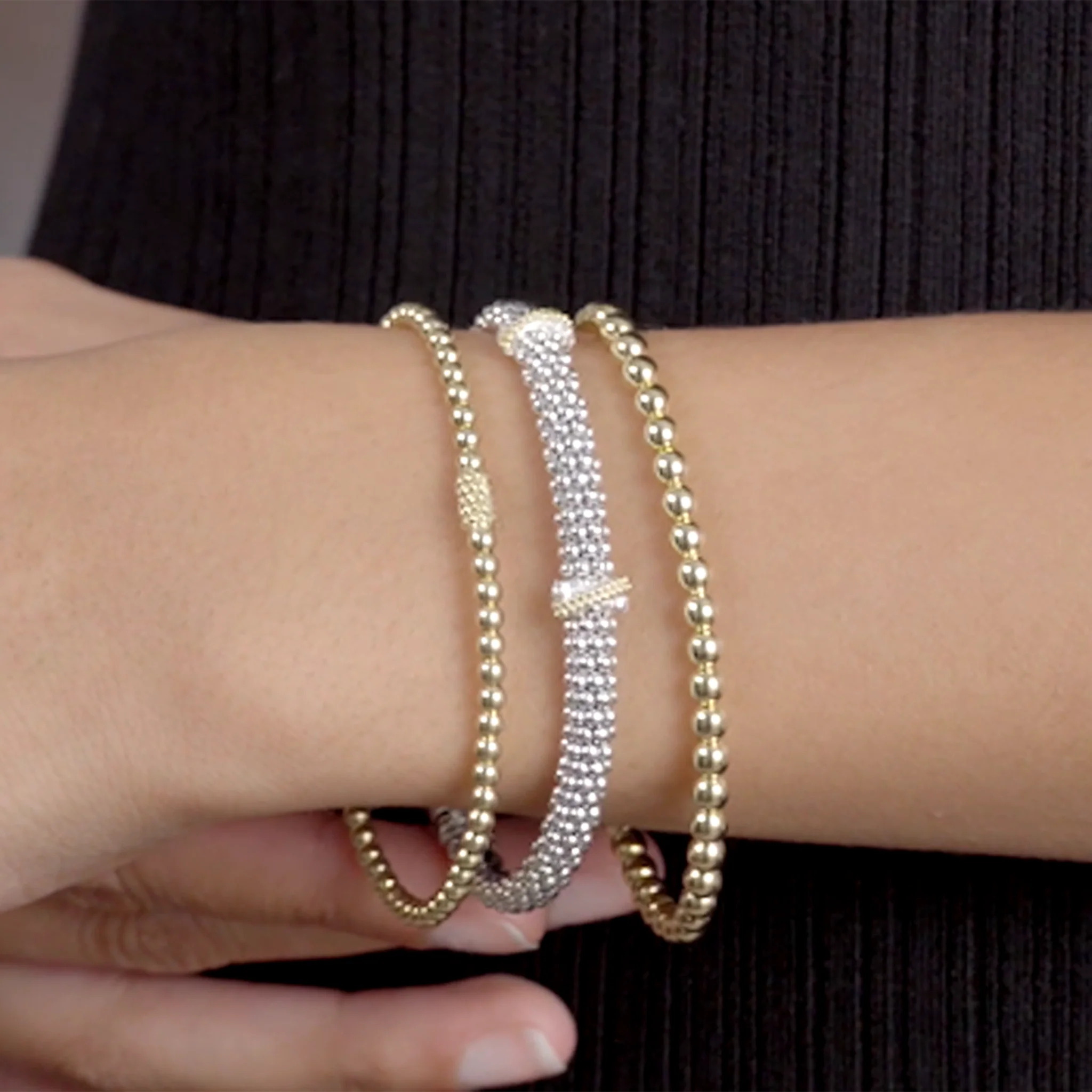 Caviar Gold 18K Gold Bead Bracelet | 3mm - Image 6
