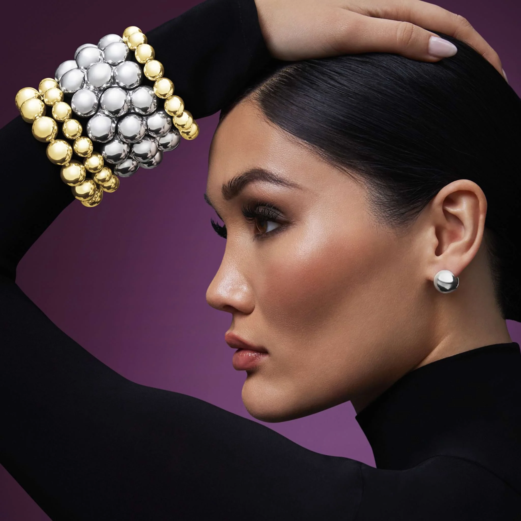 Caviar Gold 18K Gold Bead Bracelet 12mm - Image 4