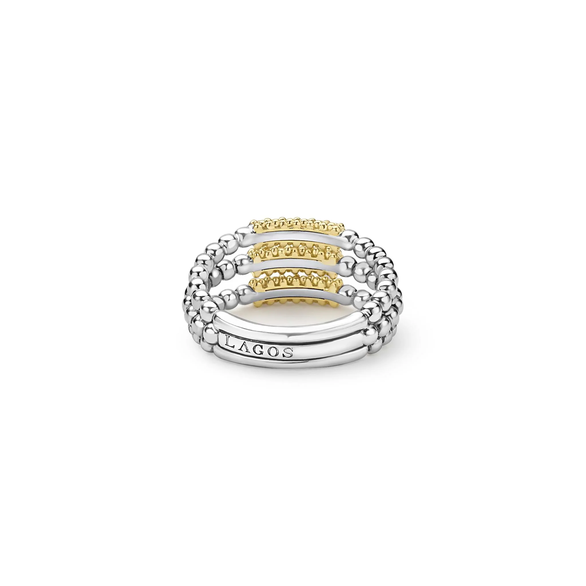 Caviar Icon Two-Tone Caviar Three Row Ring - Image 4
