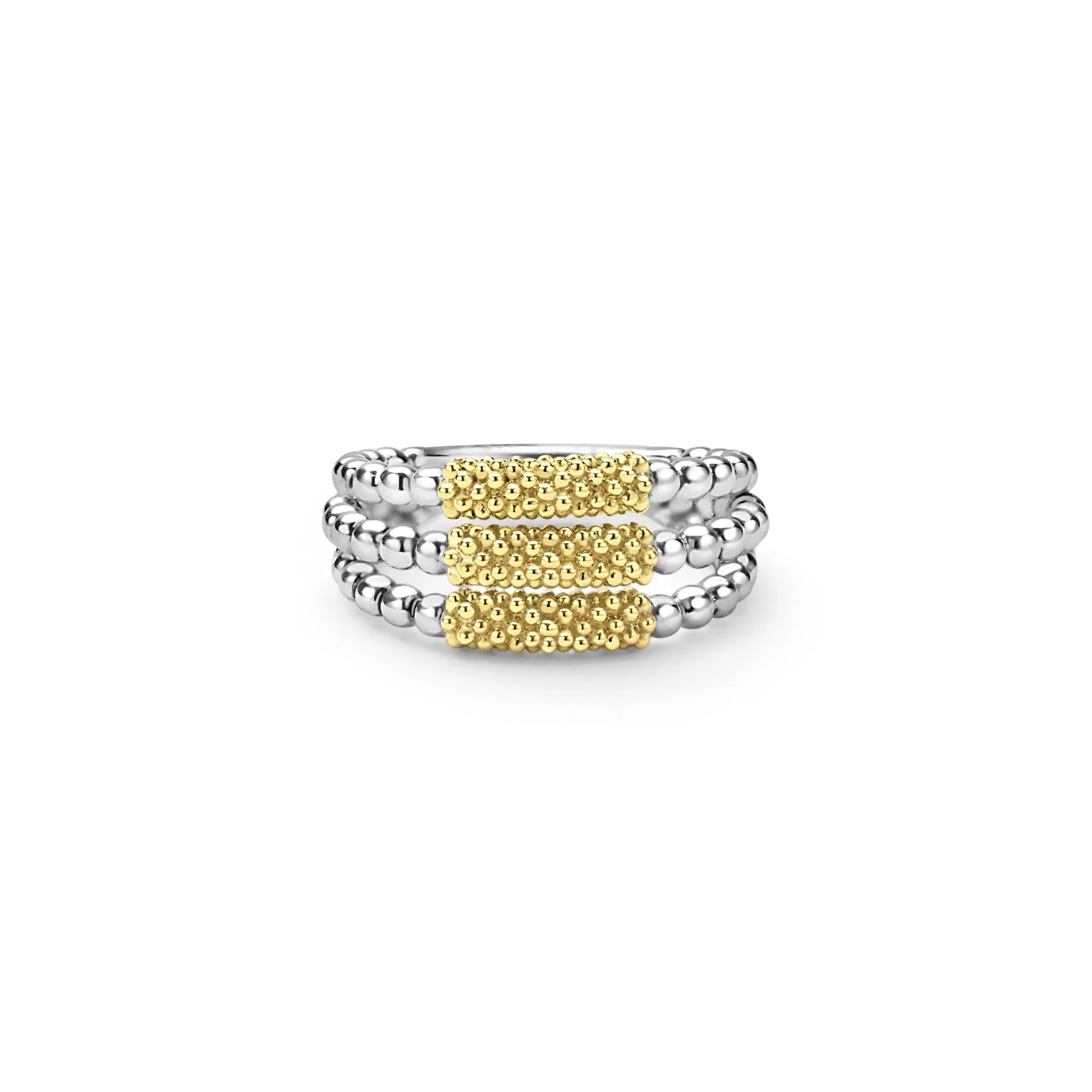 Caviar Icon Two-Tone Caviar Three Row Ring - Image 5