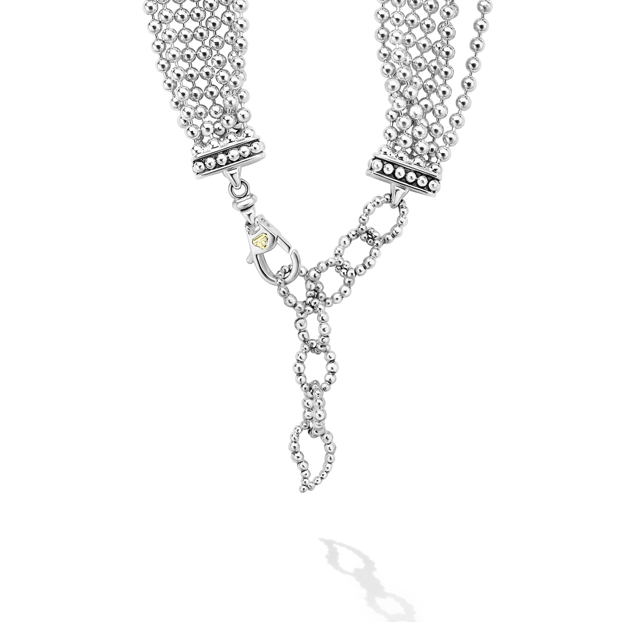 Caviar Icon Two-Tone Caviar Five Row Strand Necklace - Image 6