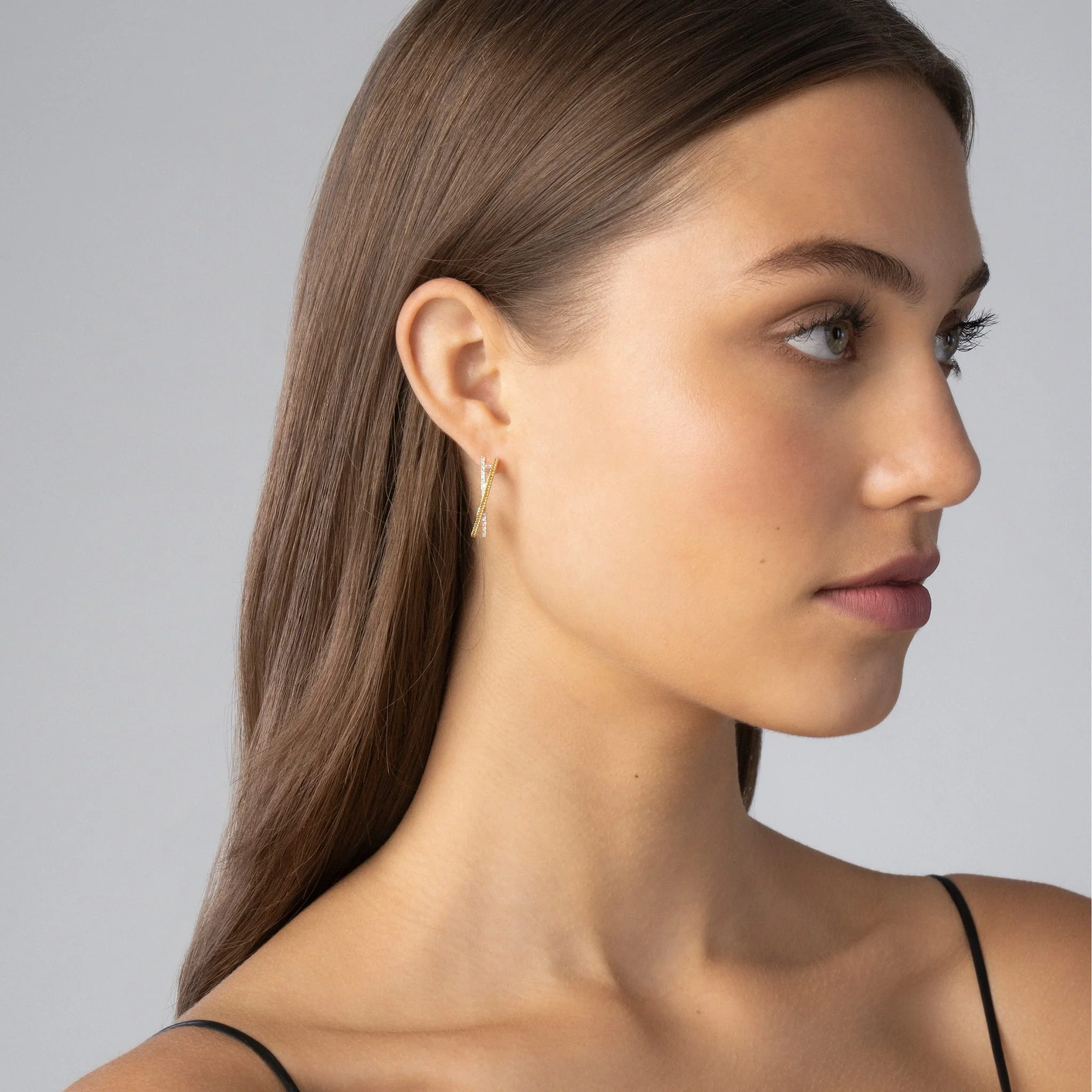 Caviar Lux Thin Two-Tone Caviar X Diamond Hoop - Image 2