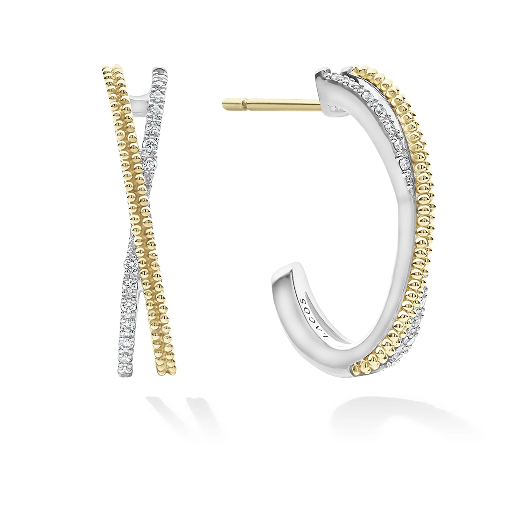Caviar Lux Thin Two-Tone Caviar X Diamond Hoop - Image 4