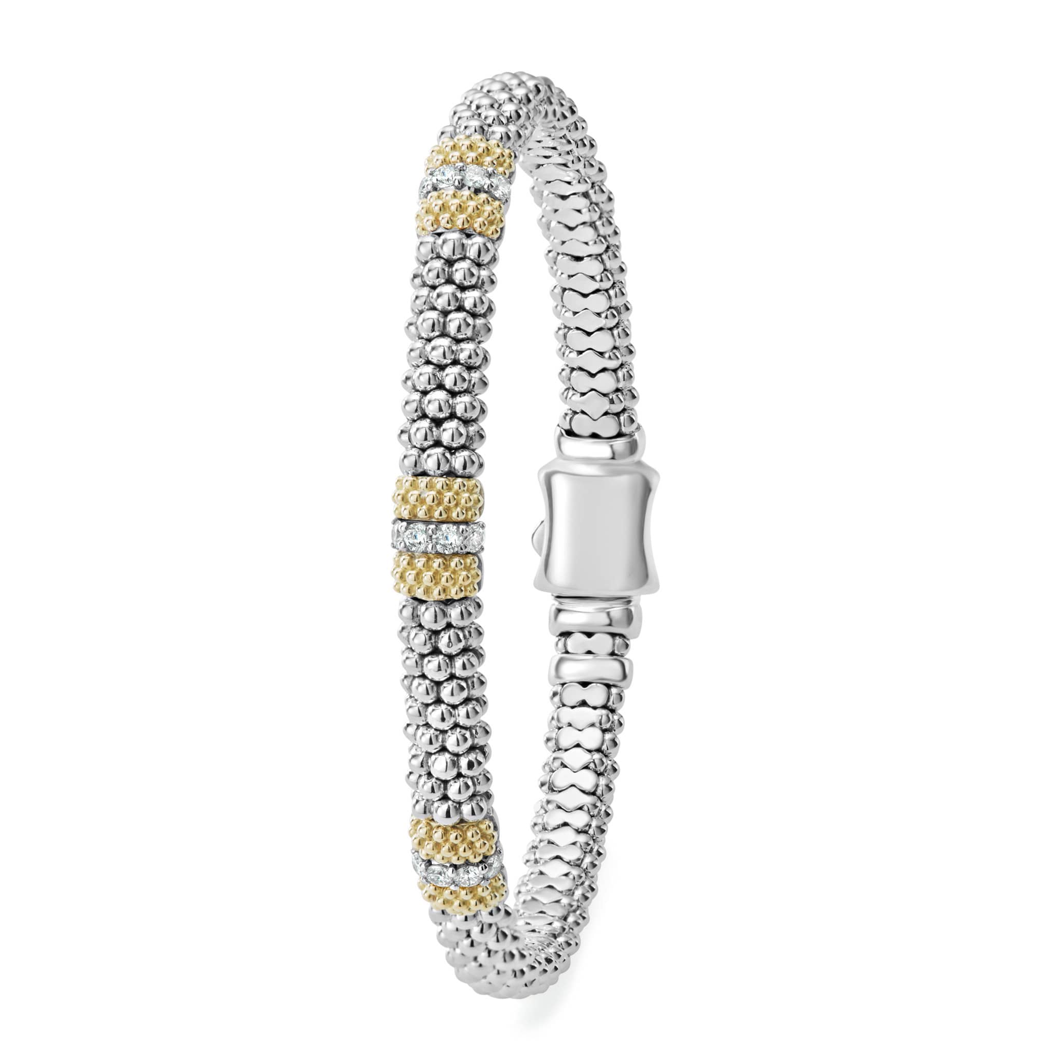 Caviar Lux Three Station Diamond Caviar Bracelet | 6mm - Image 3