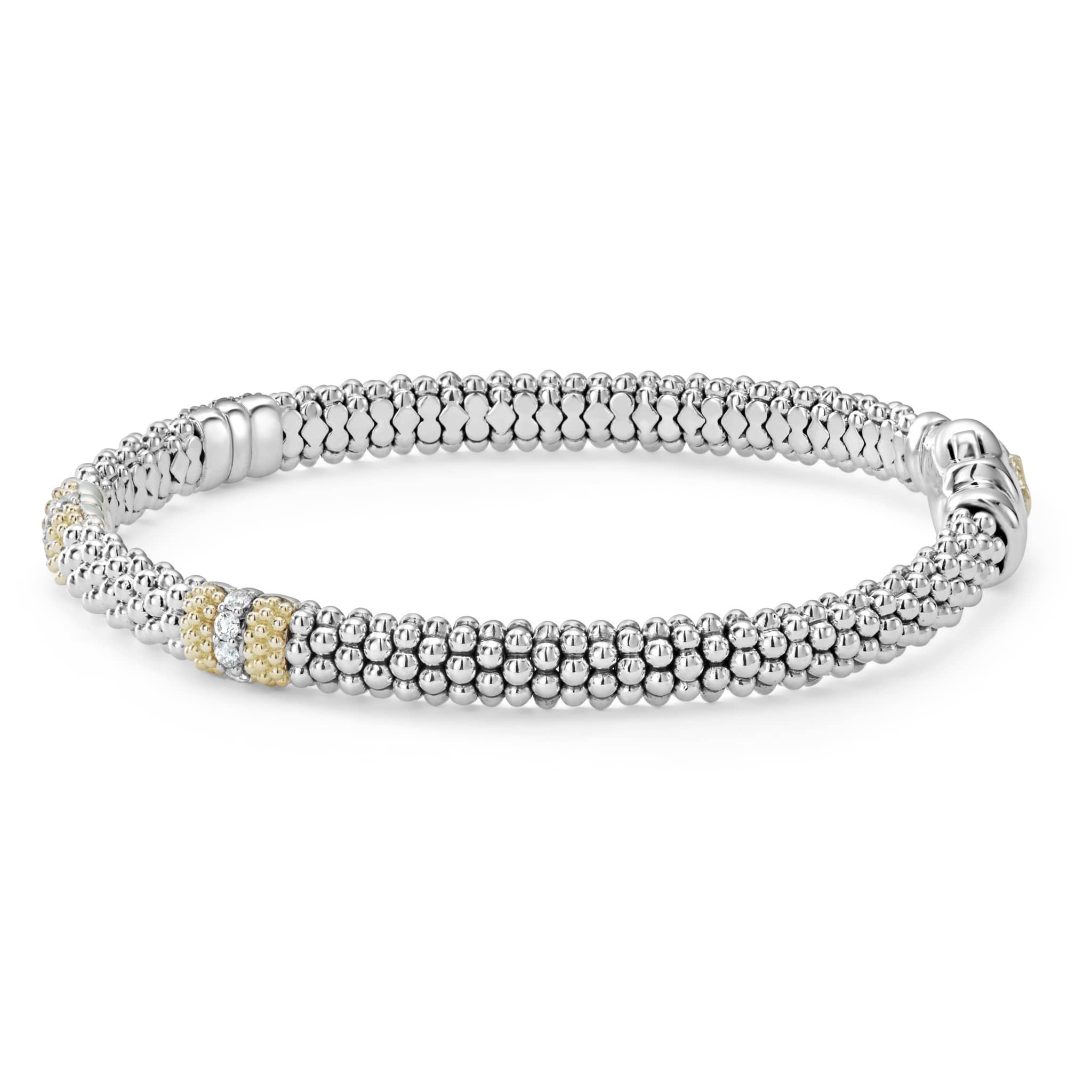 Caviar Lux Three Station Diamond Caviar Bracelet | 6mm - Image 4