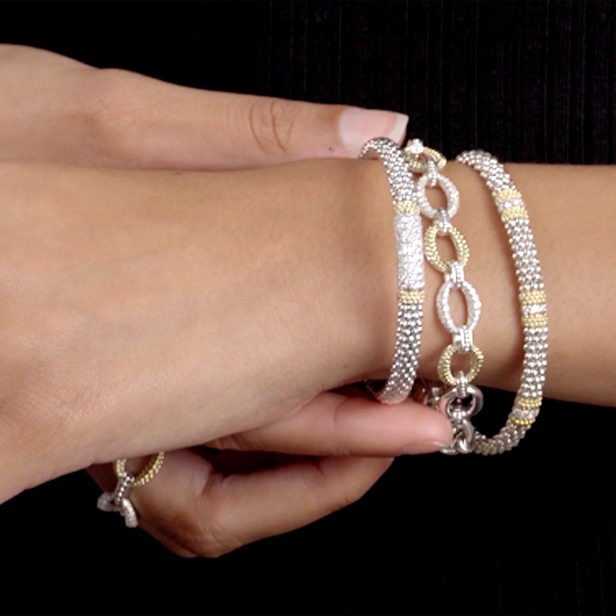 Caviar Lux Three Station Diamond Caviar Bracelet | 6mm - Image 7