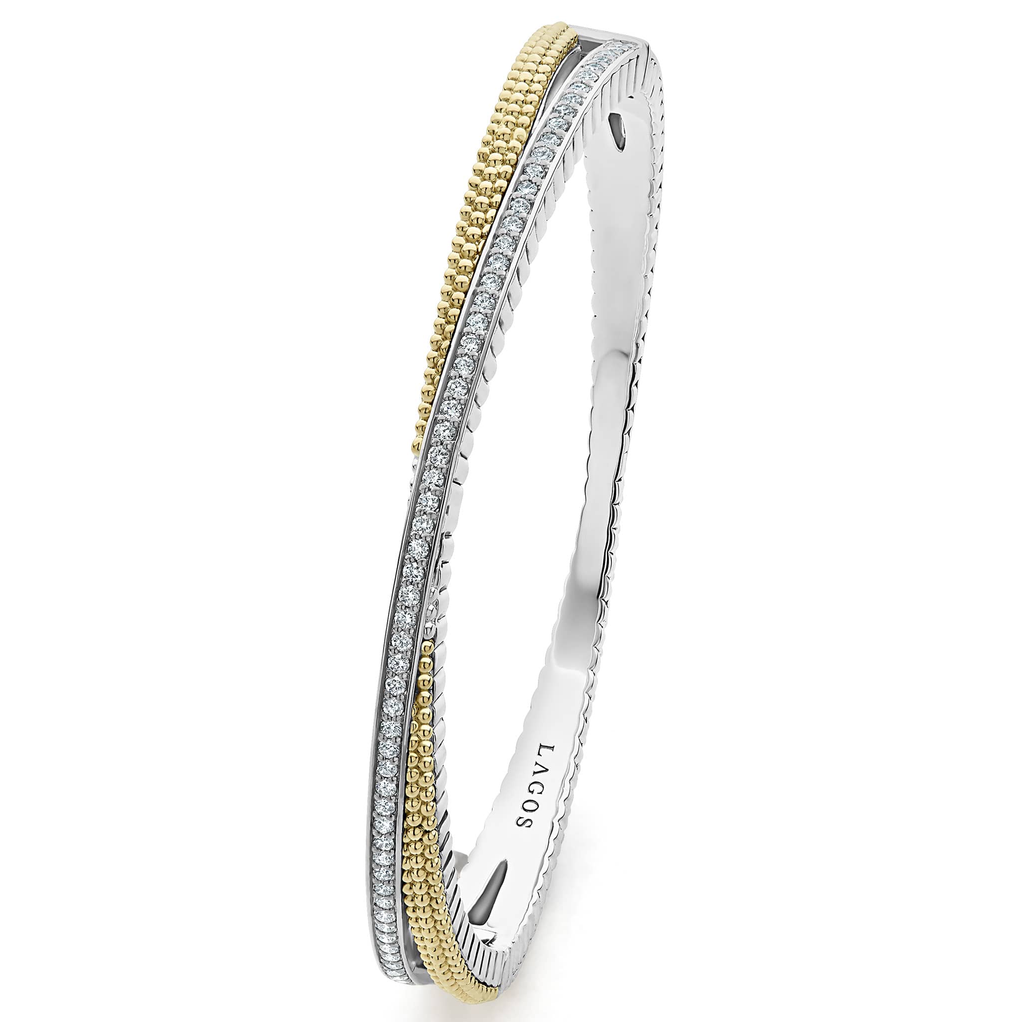 Caviar Lux 18K Gold Caviar and Diamond Bangle - Image 3
