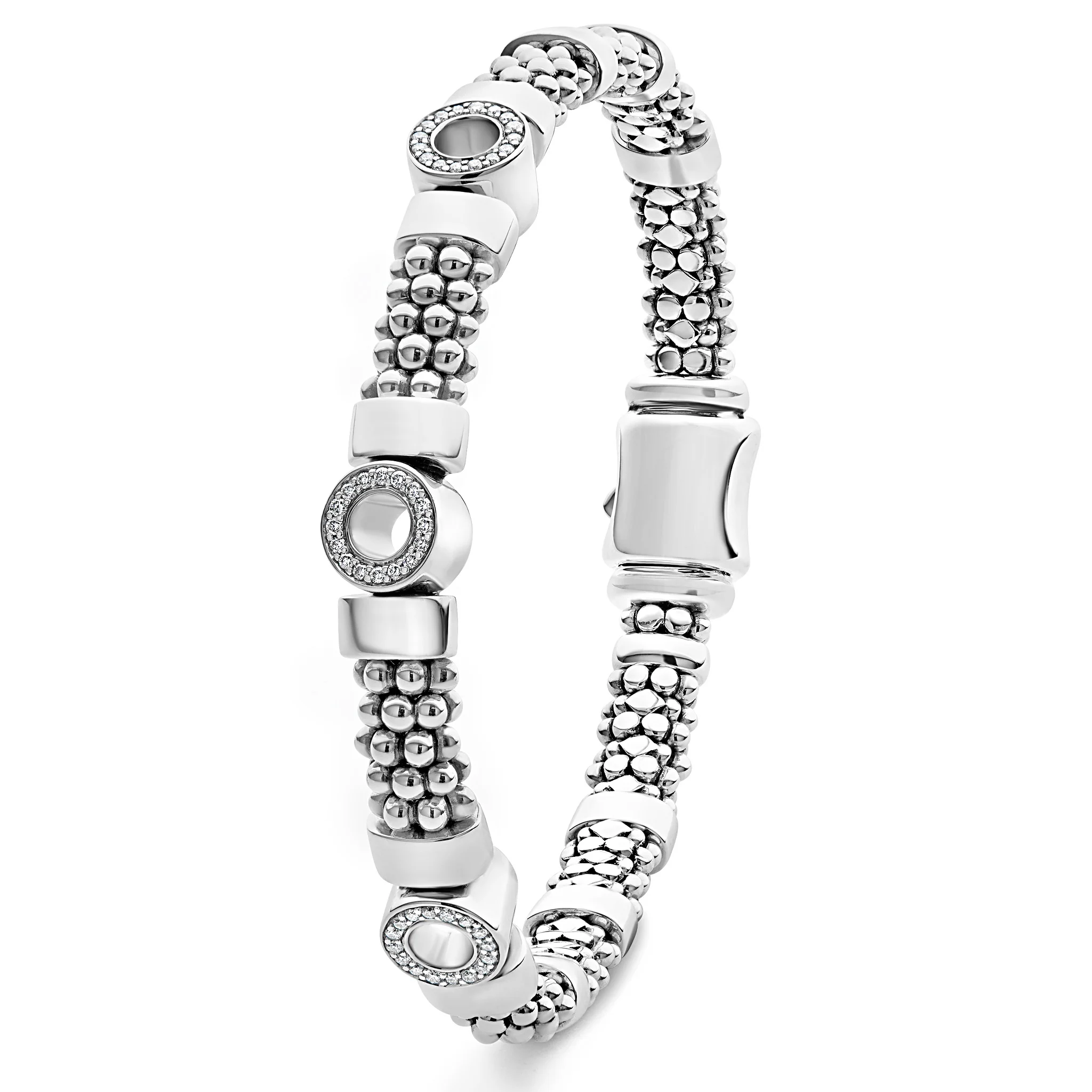 Caviar Spark Three Station Diamond Circle Caviar Bracelet | 6mm - Image 3