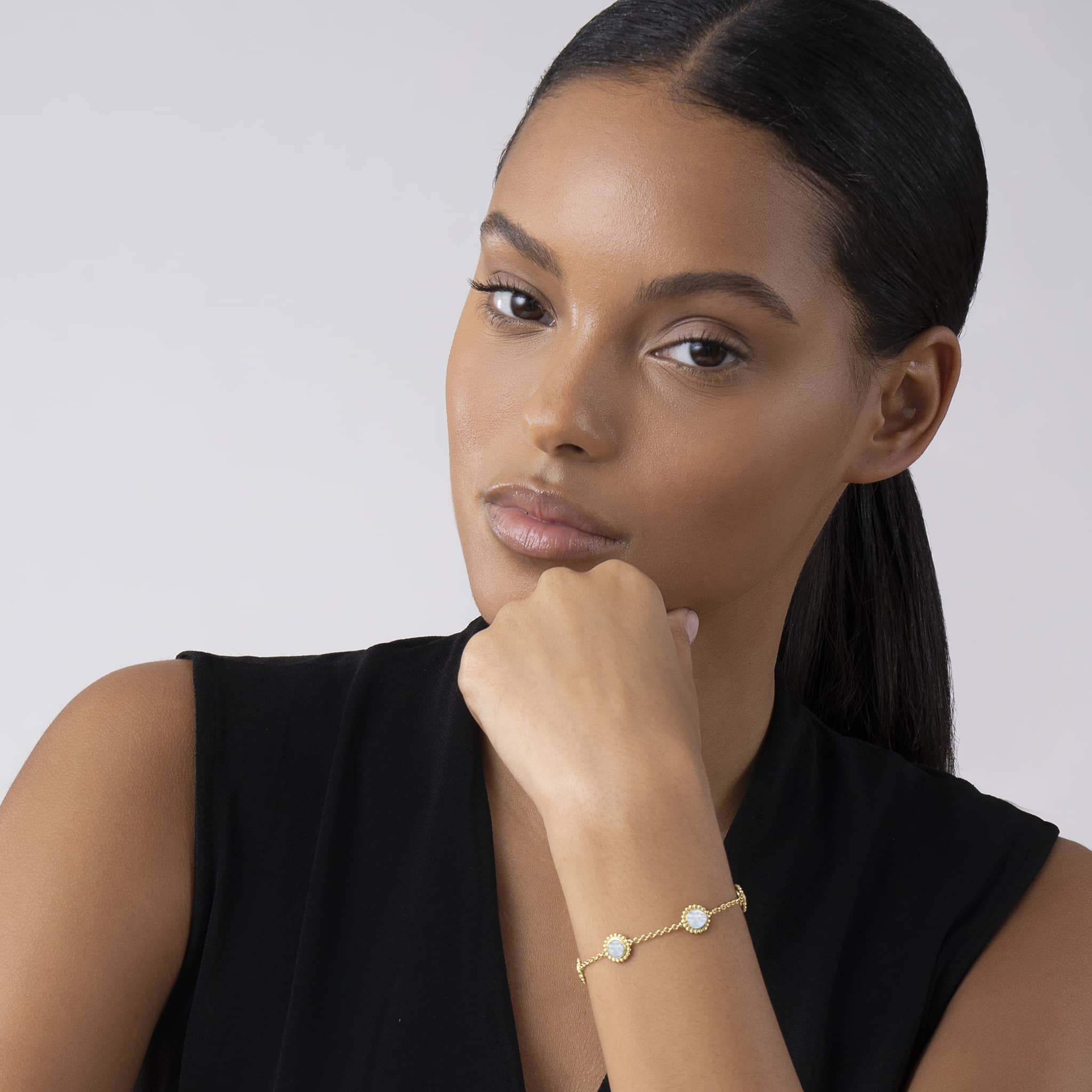 Covet Five Station Round Mother of Pearl Bracelet - Image 2