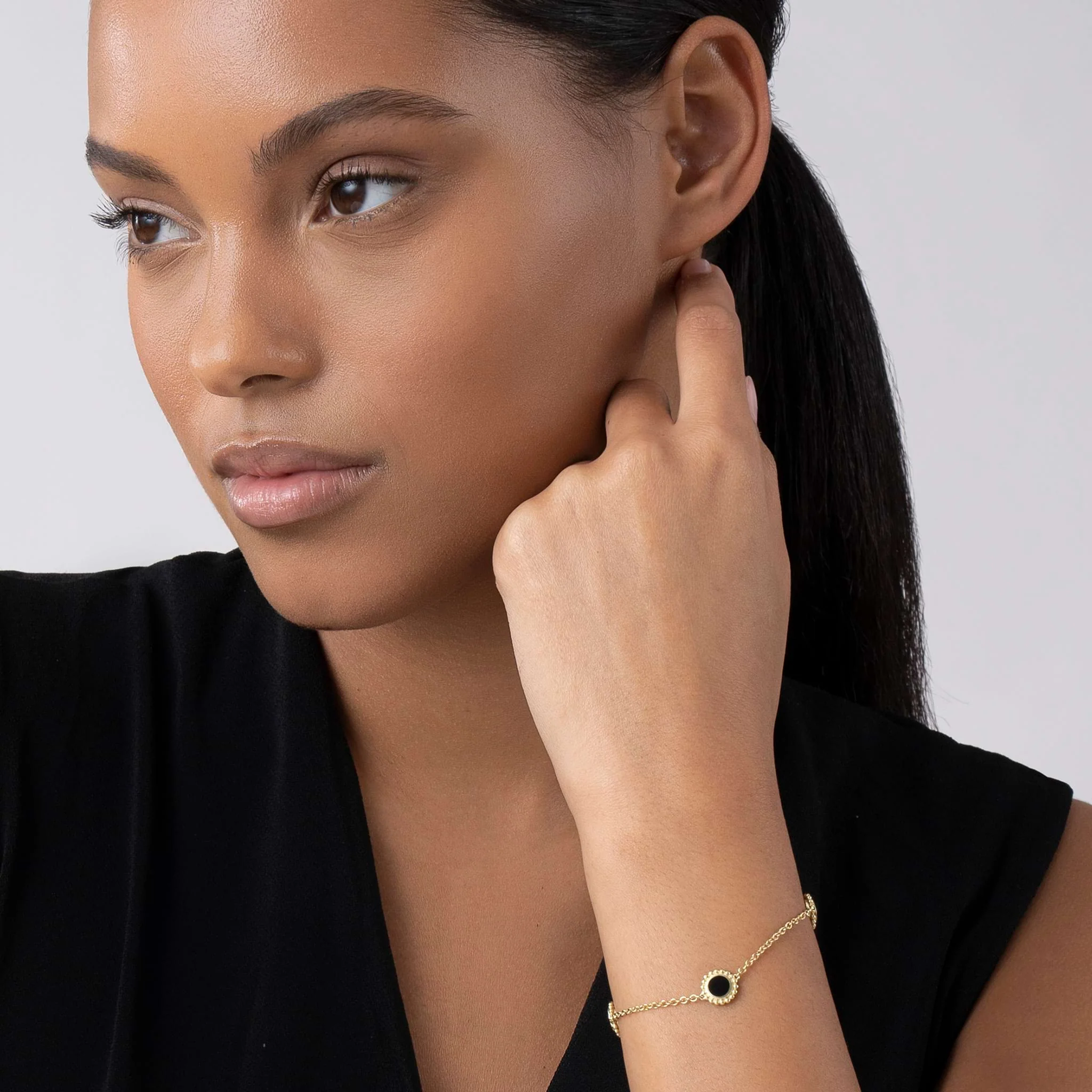 Covet Three Station Round Onyx Bracelet - Image 2