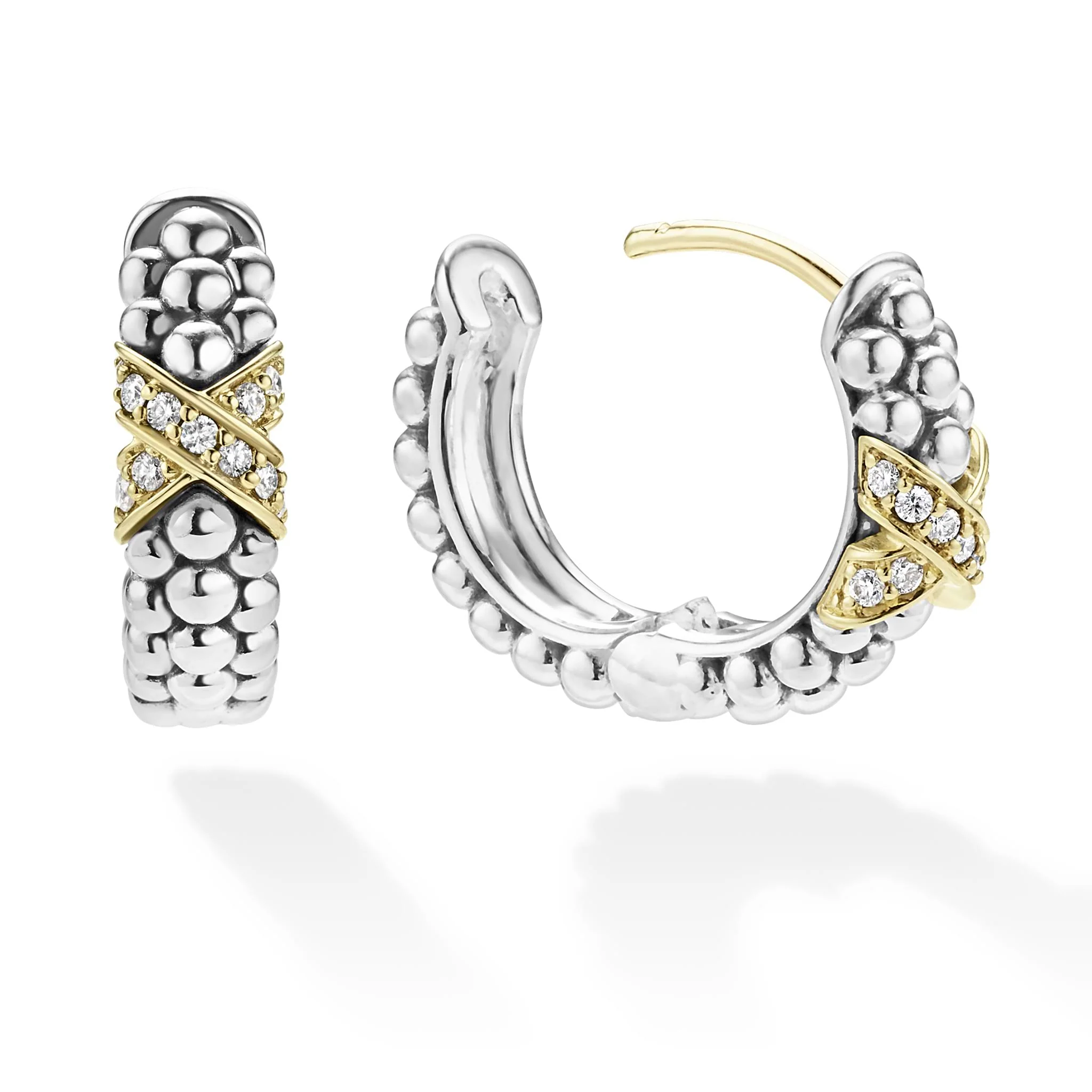 Embrace Two-Tone Diamond Huggie Earrings - Image 3