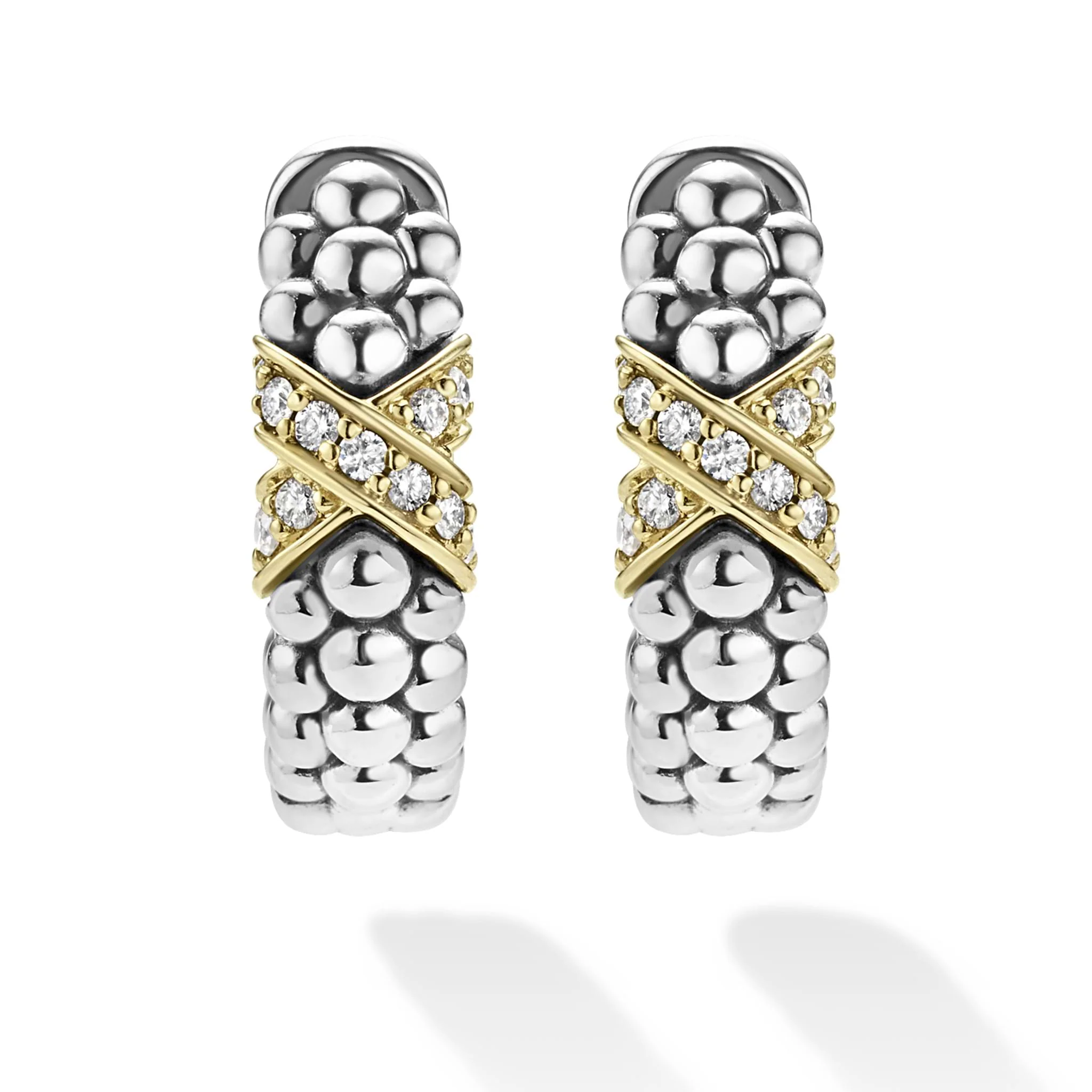 Embrace Two-Tone Diamond Huggie Earrings - Image 4