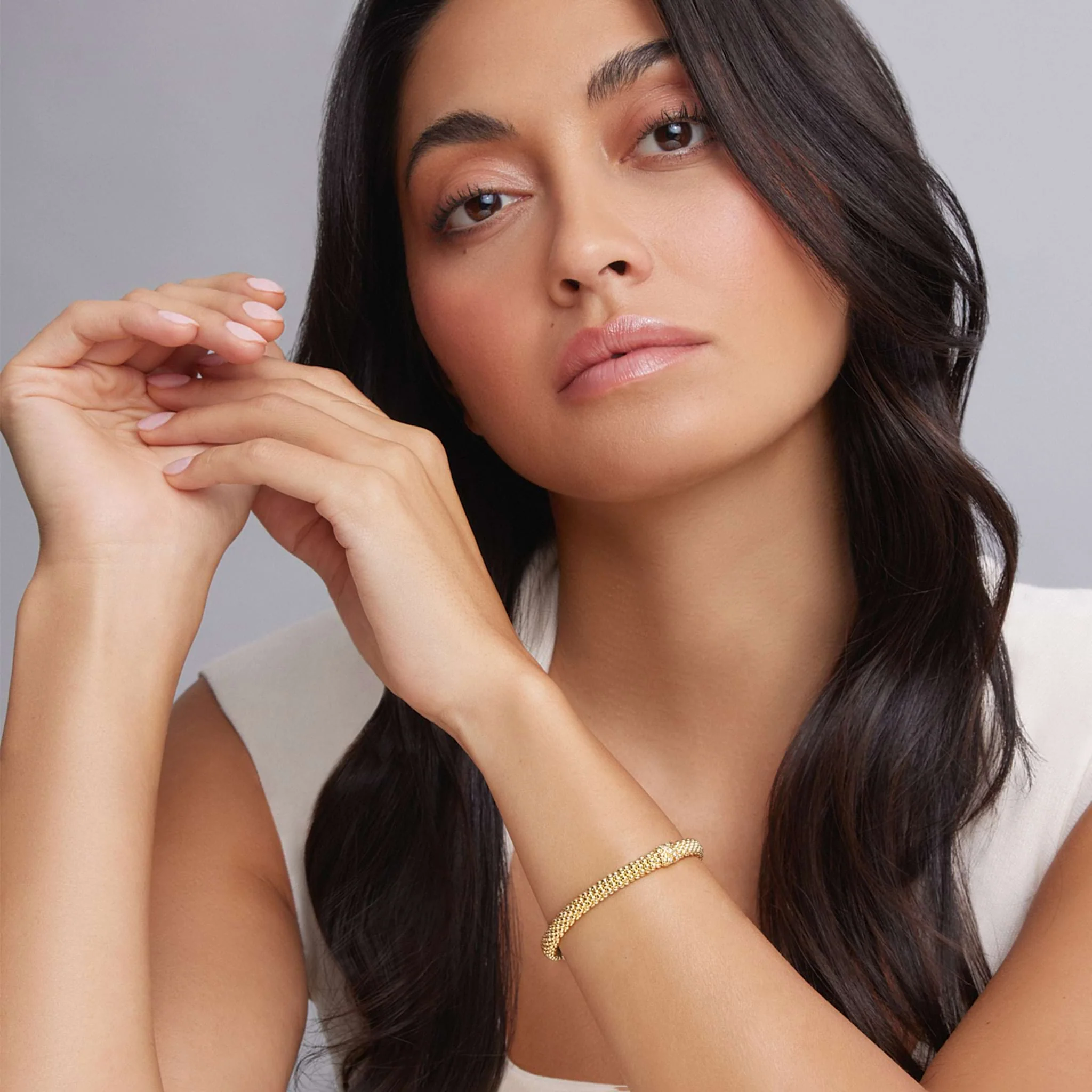 Embrace 18K Gold X Diamond Caviar Bracelet | 6mm - Image 2