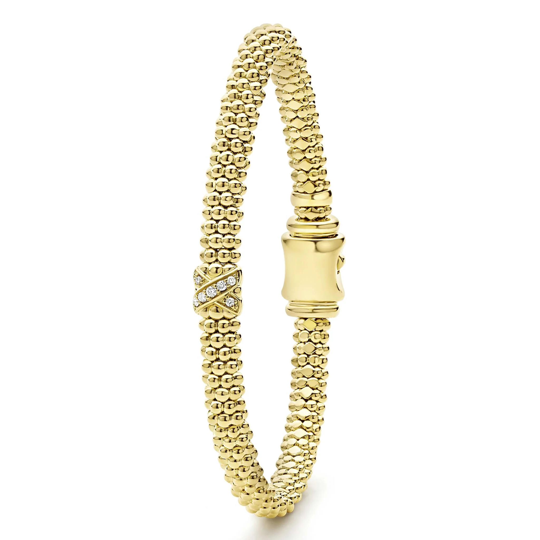 Embrace 18K Gold X Diamond Caviar Bracelet | 6mm - Image 4