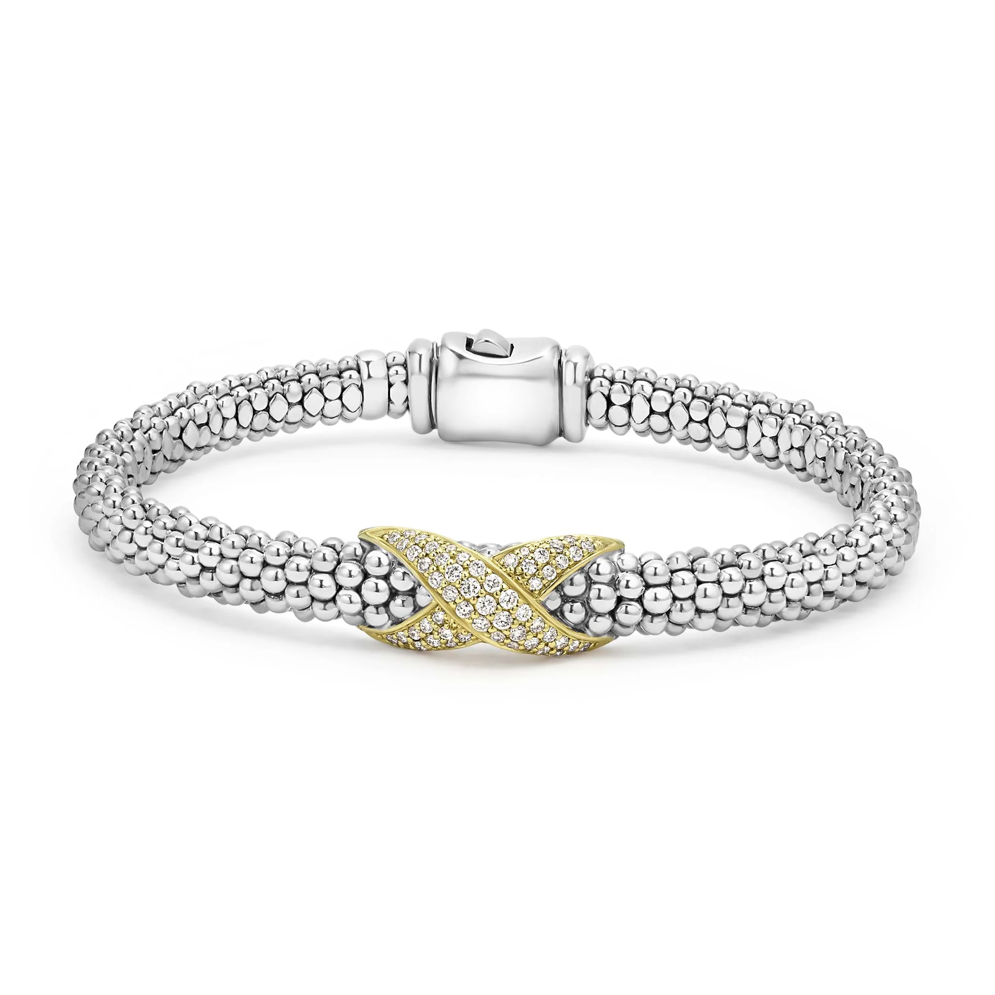 Embrace Two-Tone Diamond X Caviar Bracelet | 6mm