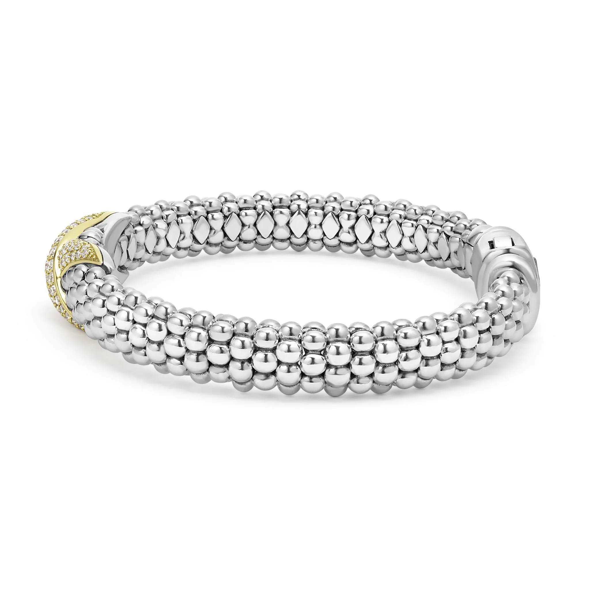 Embrace Two-Tone Diamond X Caviar Bracelet | 9mm - Image 3