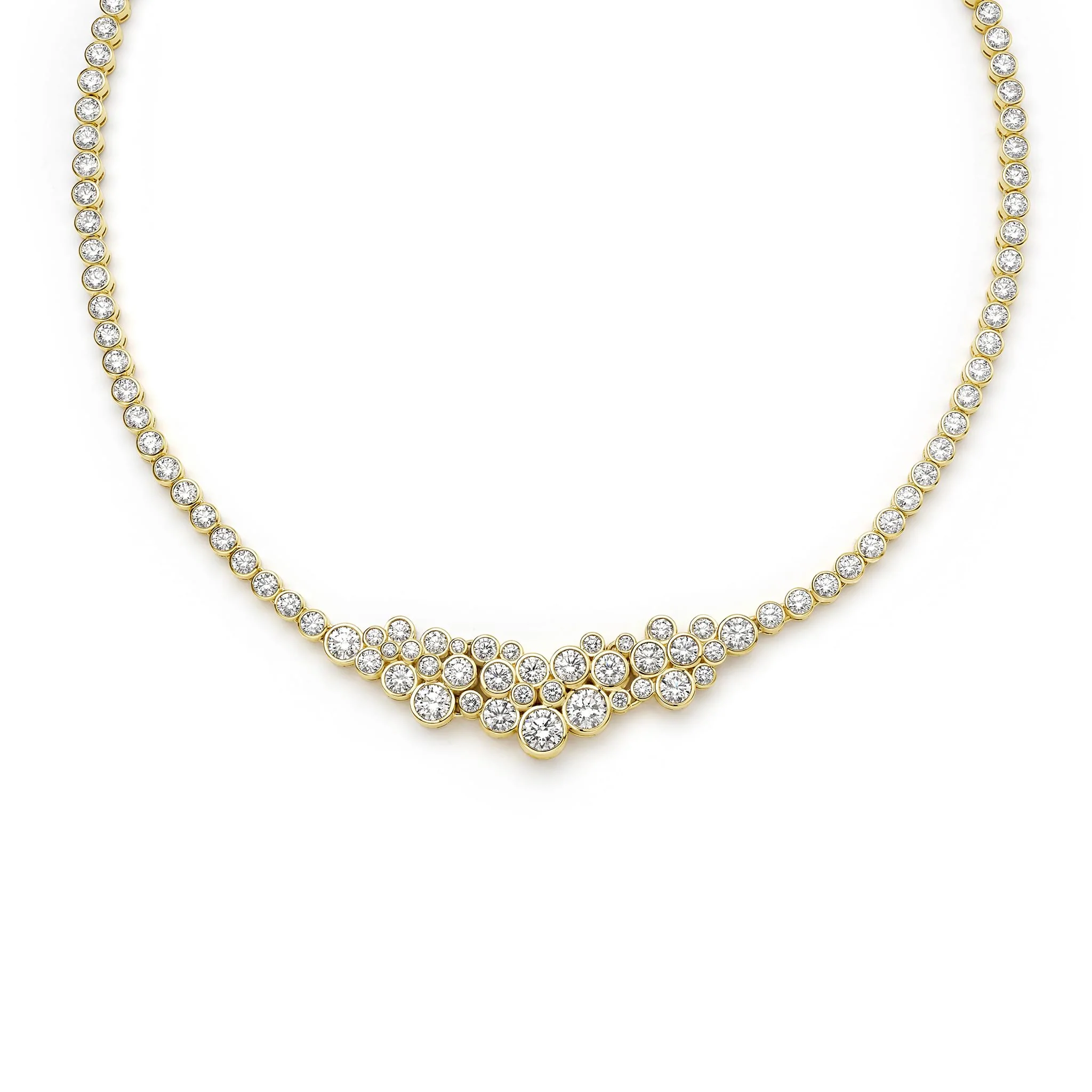 Fizz 18K Gold Clustered Station Diamond Statement Necklace