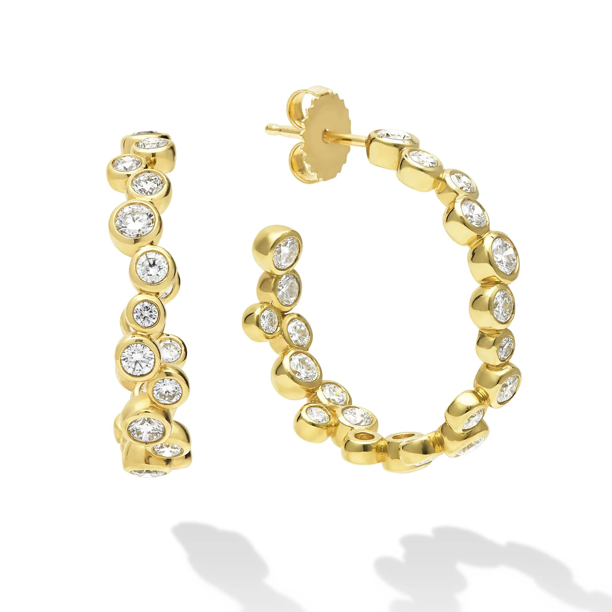 Fizz 18K Gold Diamond Hoop Earrings