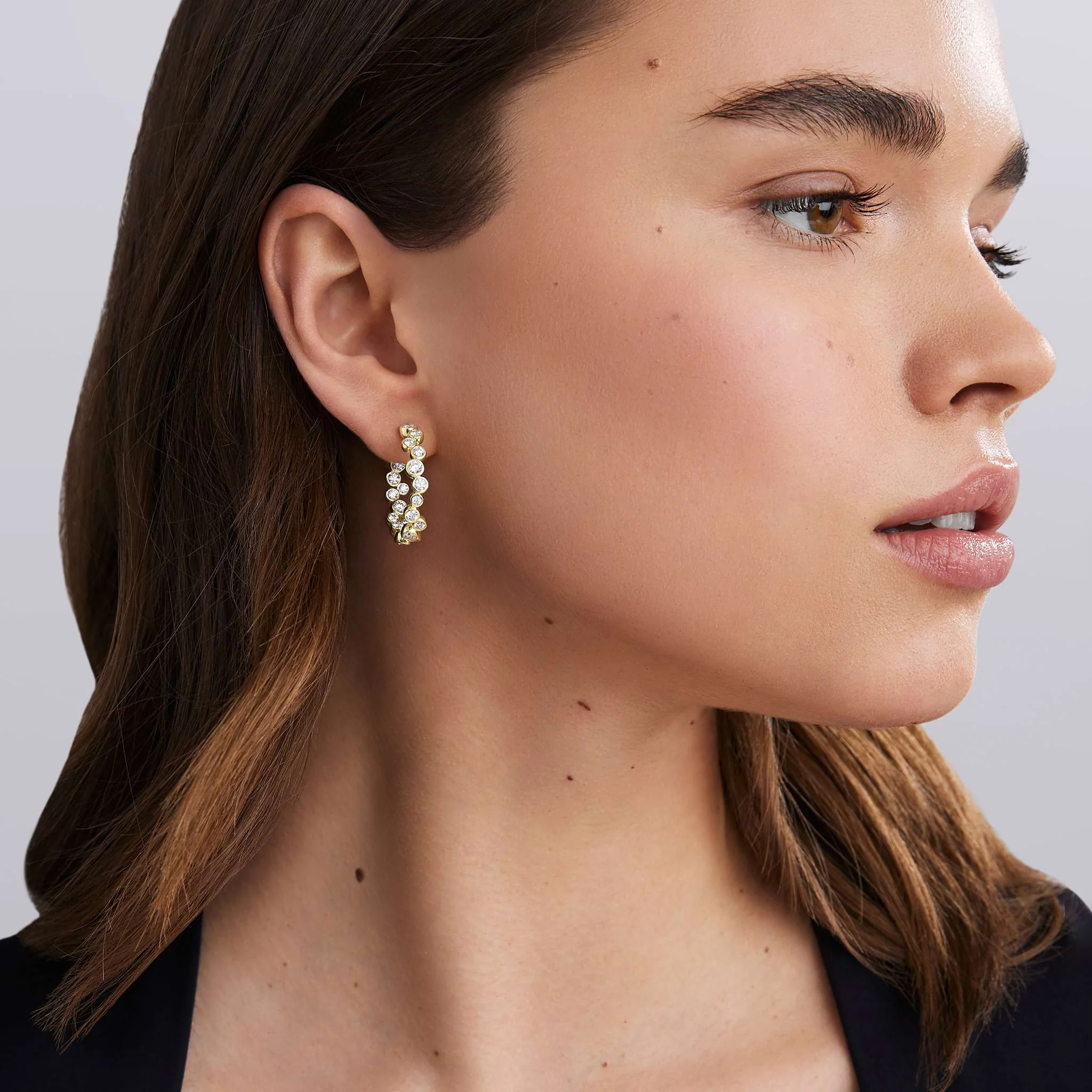 Fizz 18K Gold Diamond Hoop Earrings - Image 2