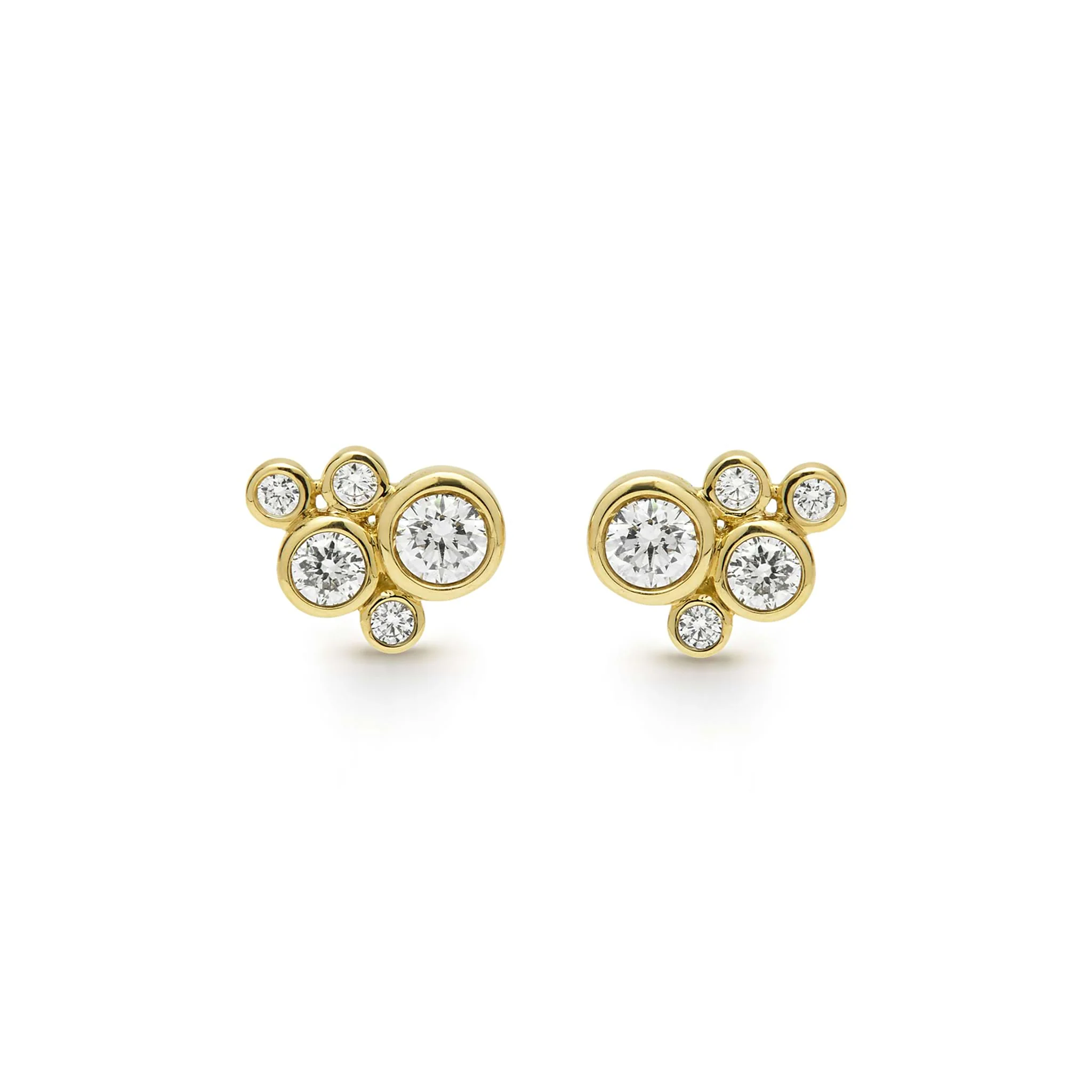 Fizz 18K Gold Five Diamond Cluster Stud Earrings - Image 3