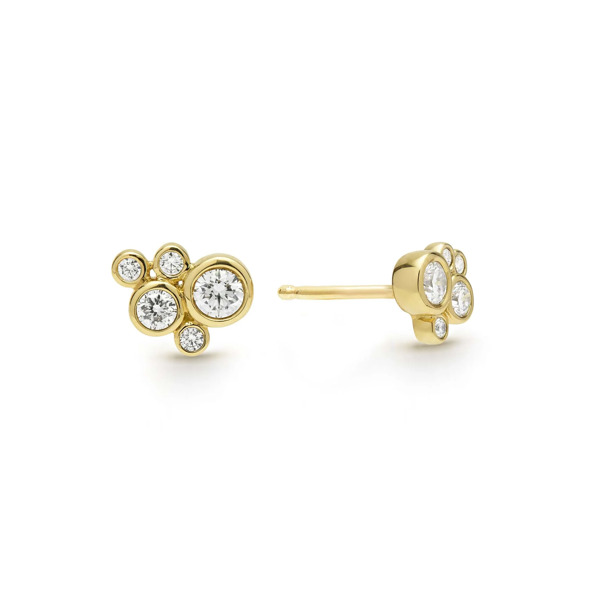 Fizz 18K Gold Five Diamond Cluster Stud Earrings - Image 4