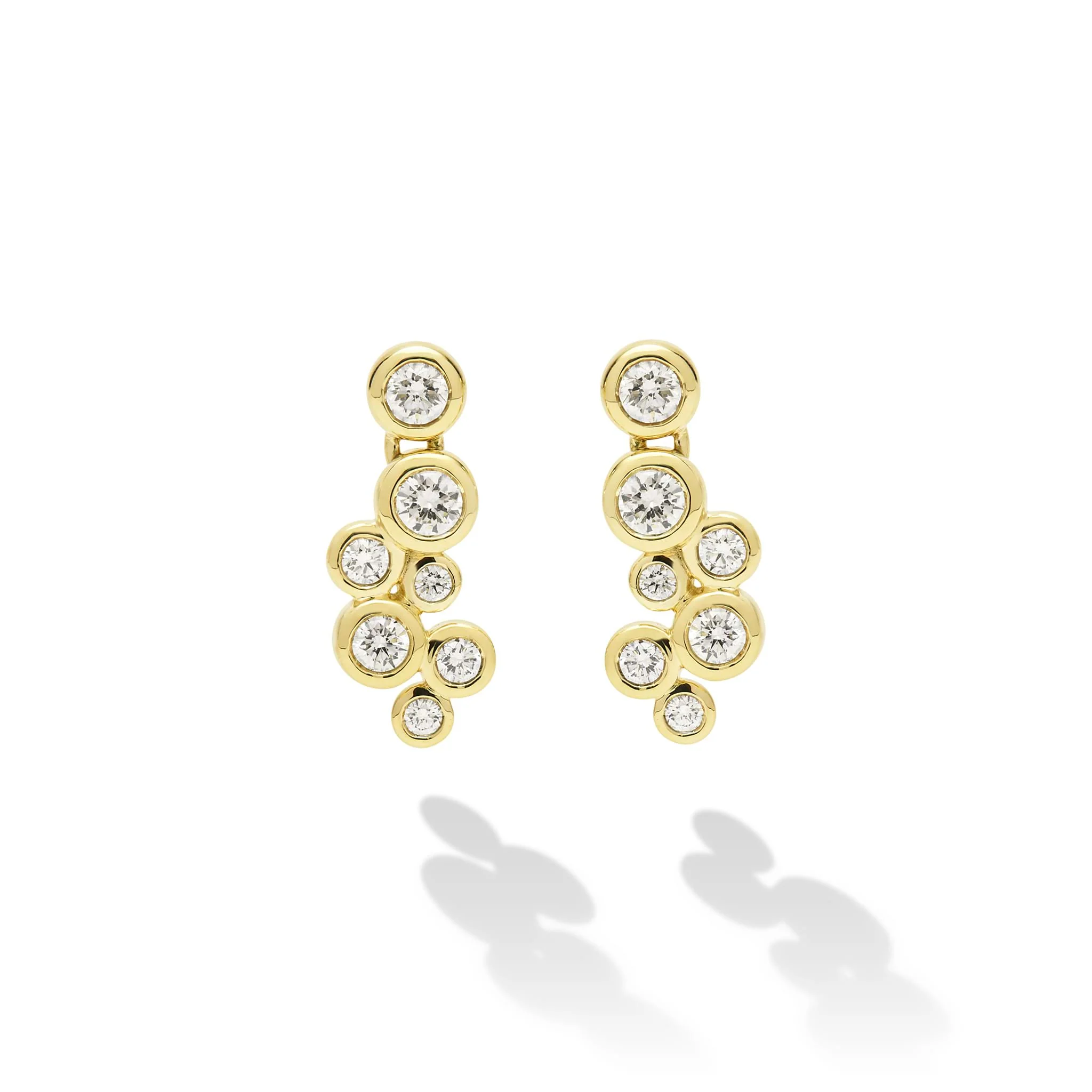 18K Gold Seven Diamond Linear Stud Earrings - Image 3