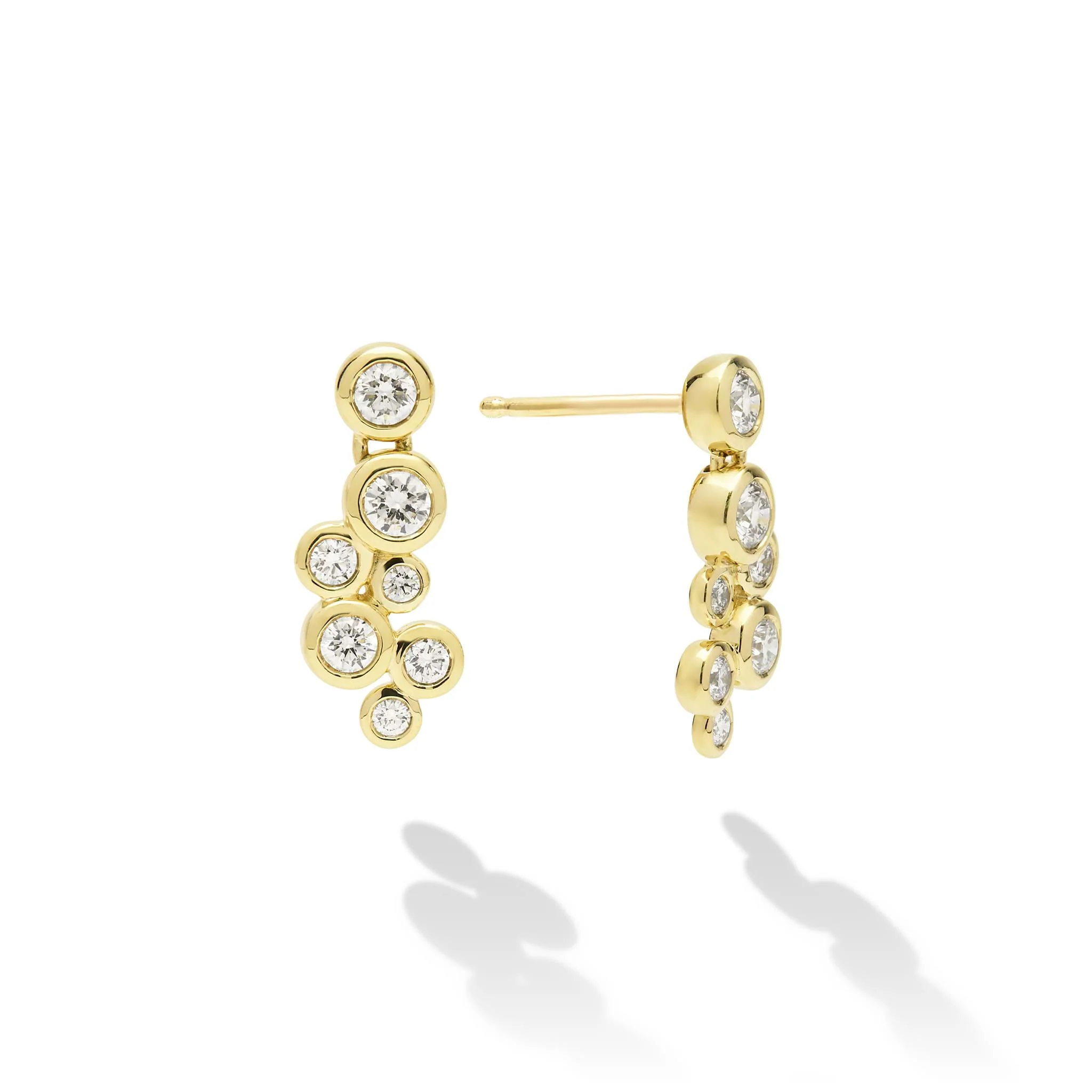 18K Gold Seven Diamond Linear Stud Earrings - Image 4
