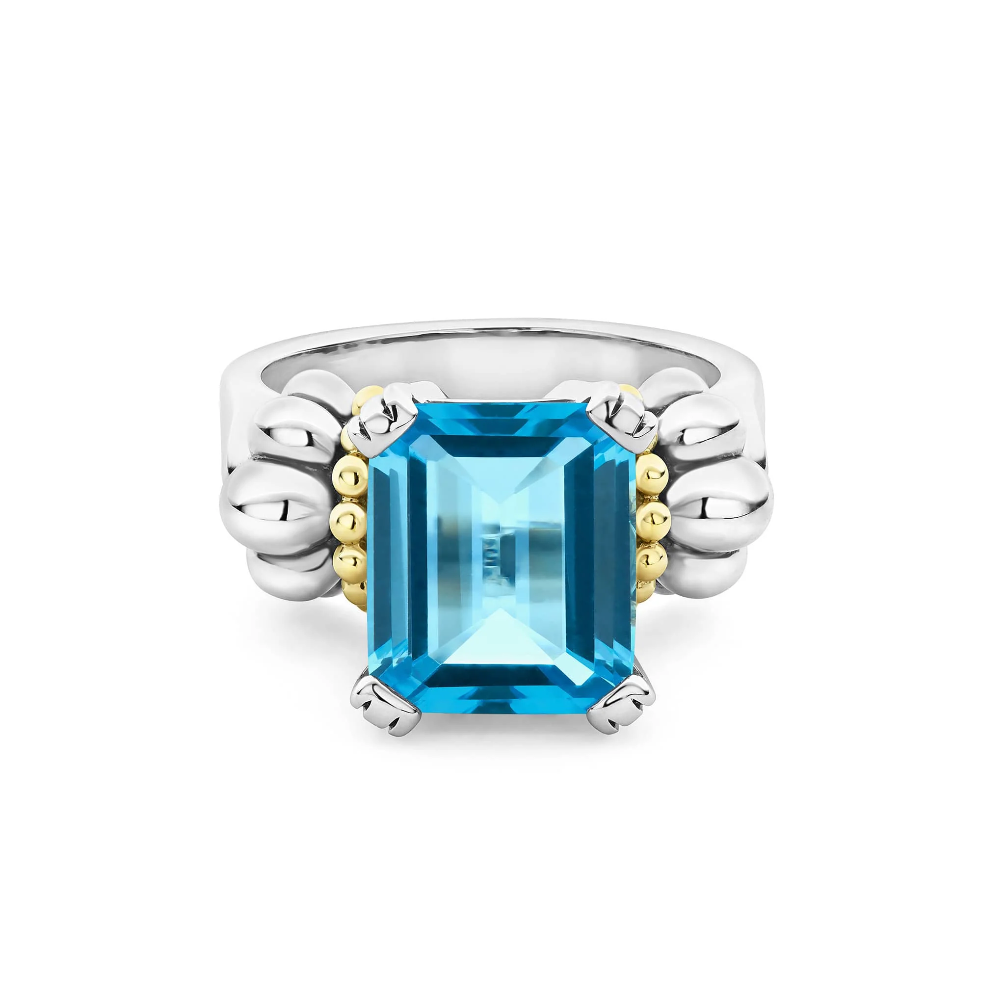 Glacier Medium Emerald-Cut Swiss Blue Topaz Ring - Image 3