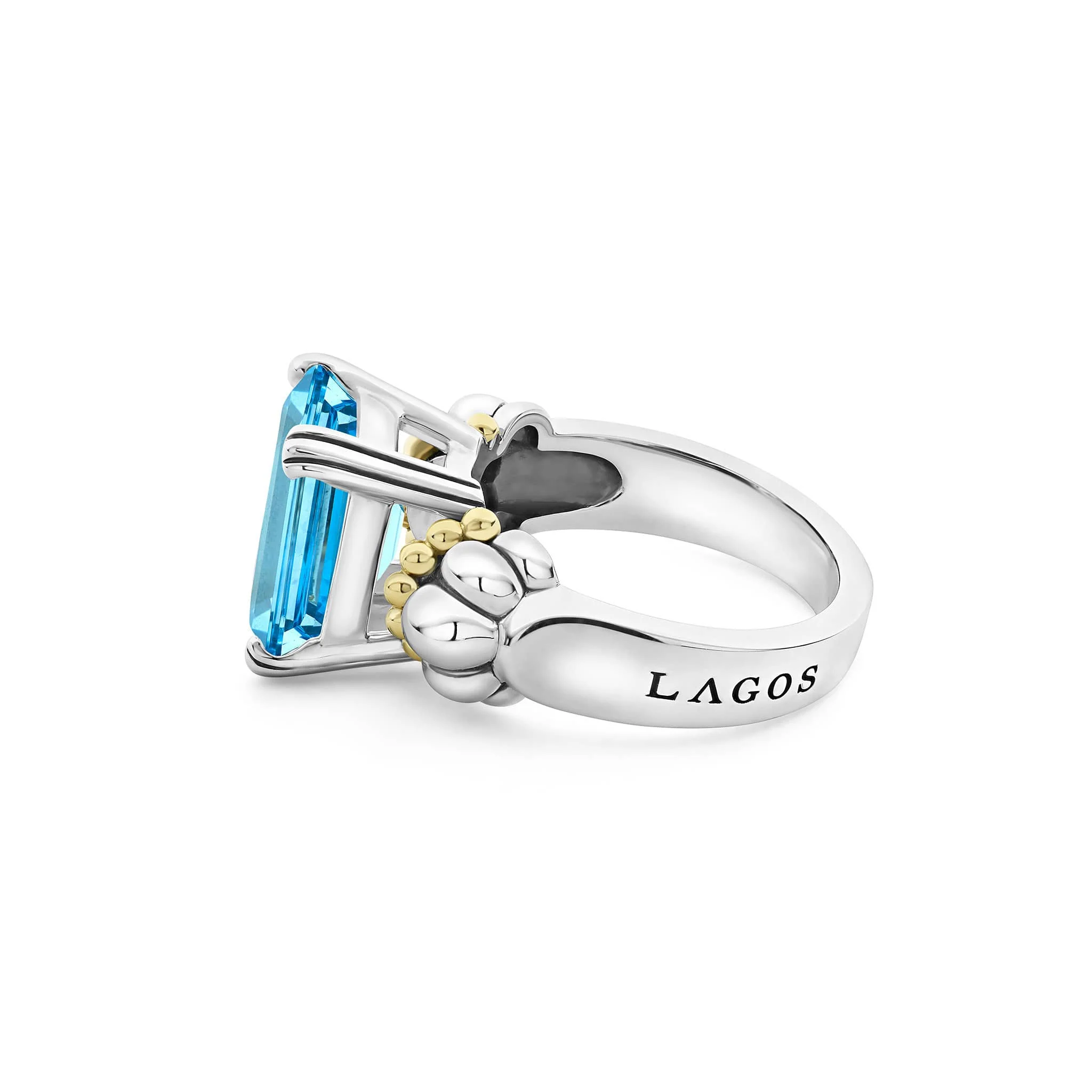 Glacier Medium Emerald-Cut Swiss Blue Topaz Ring - Image 4