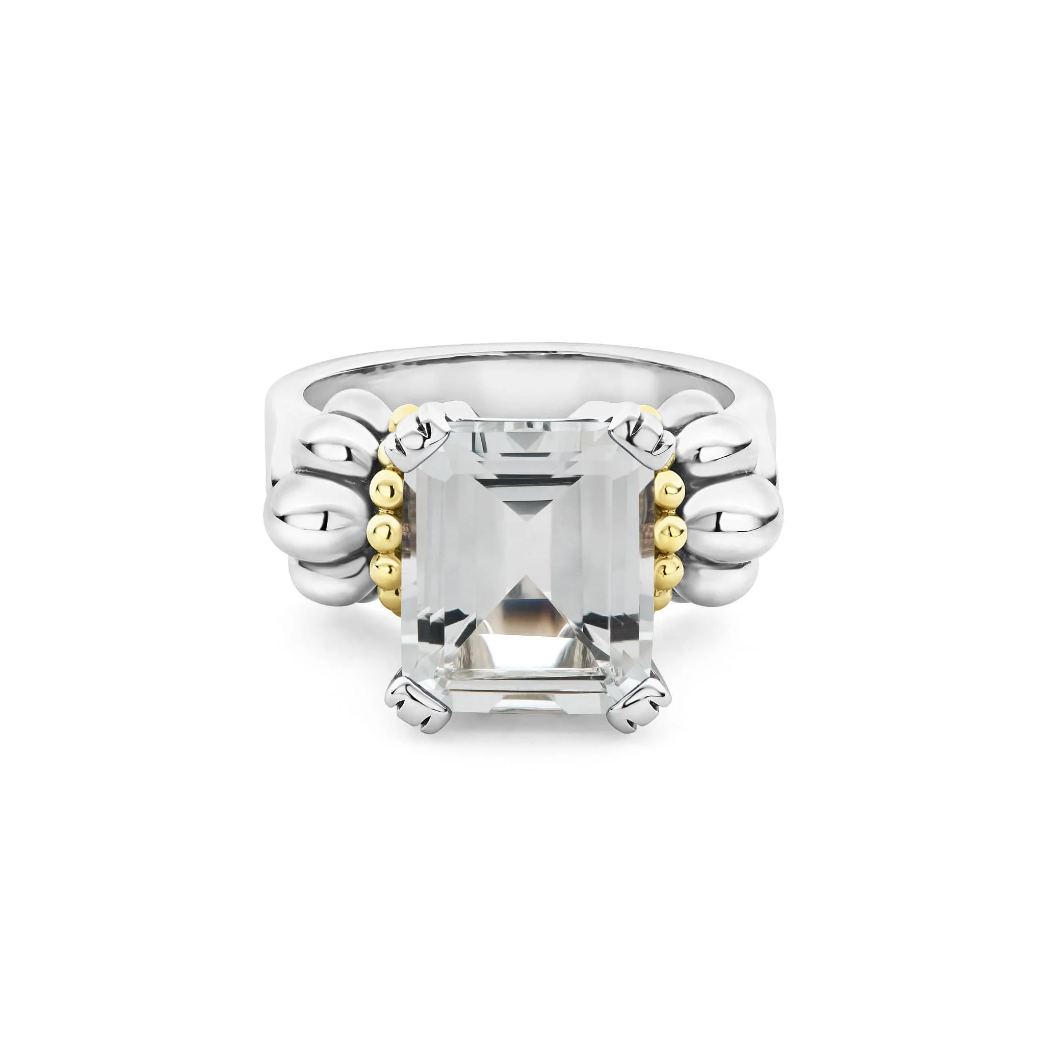 Glacier Medium Emerald-Cut White Topaz Ring - Image 3