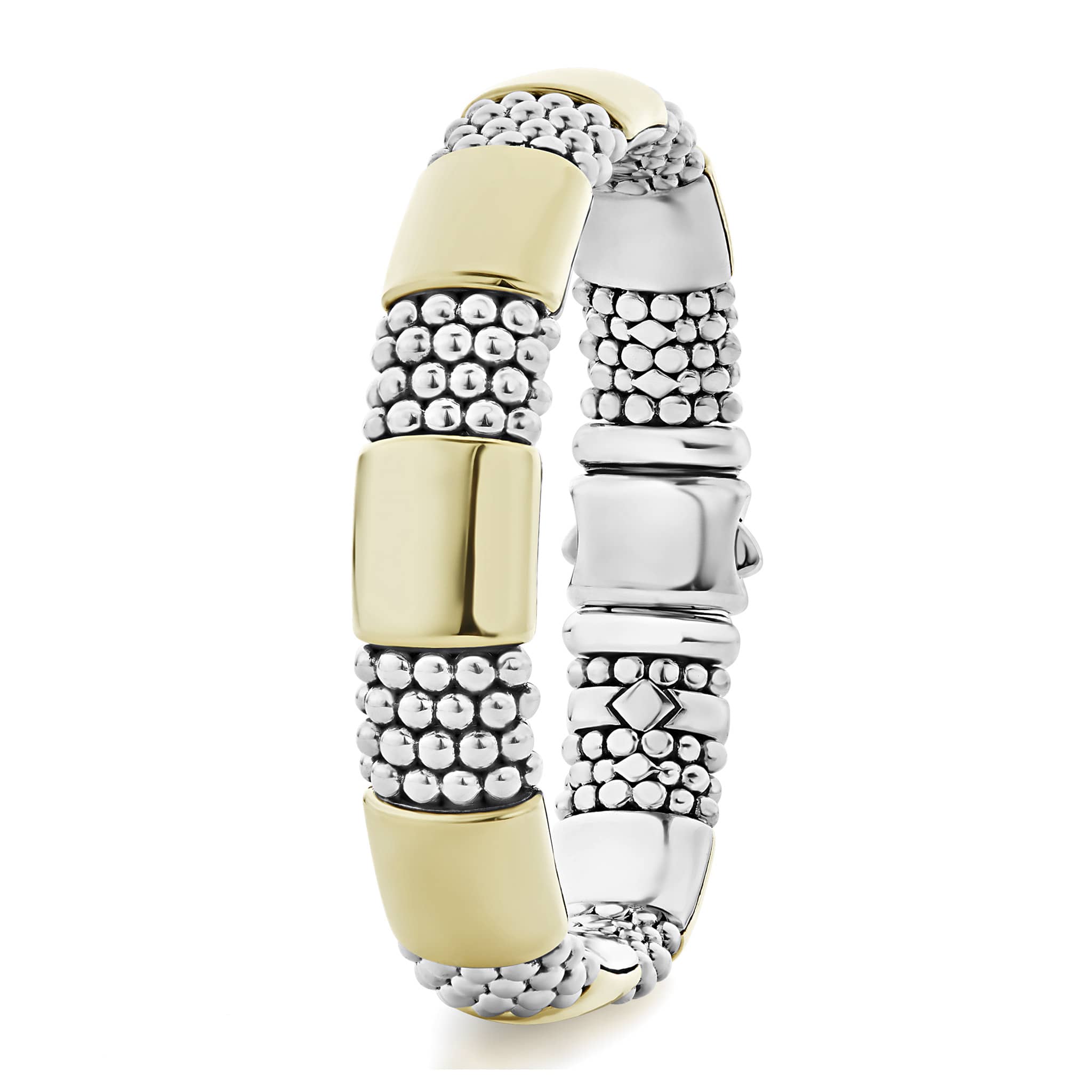High Bar Gold Station Caviar Bracelet | 12mm - Image 3