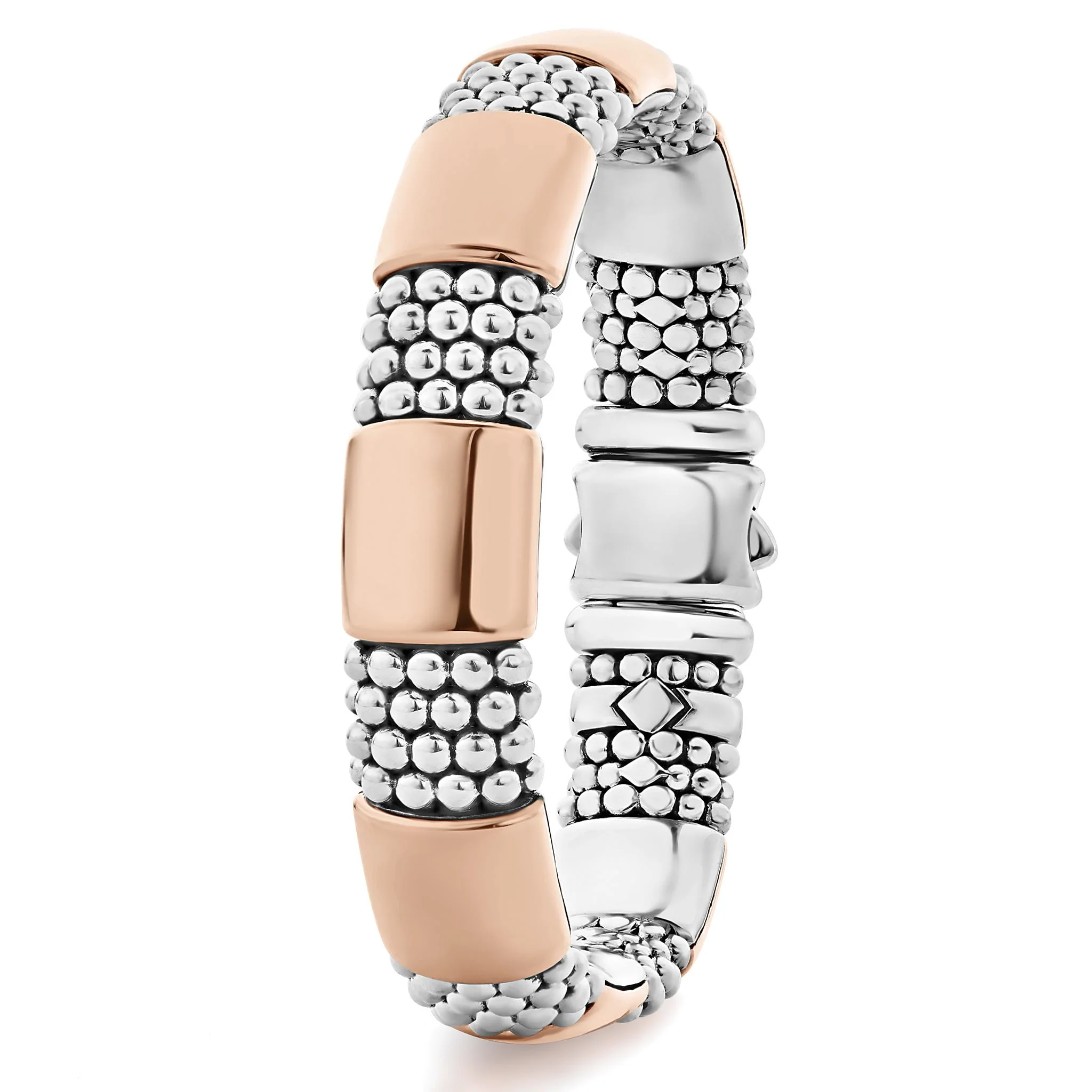 High Bar Rose Gold Station Caviar Bracelet | 12mm - Image 3