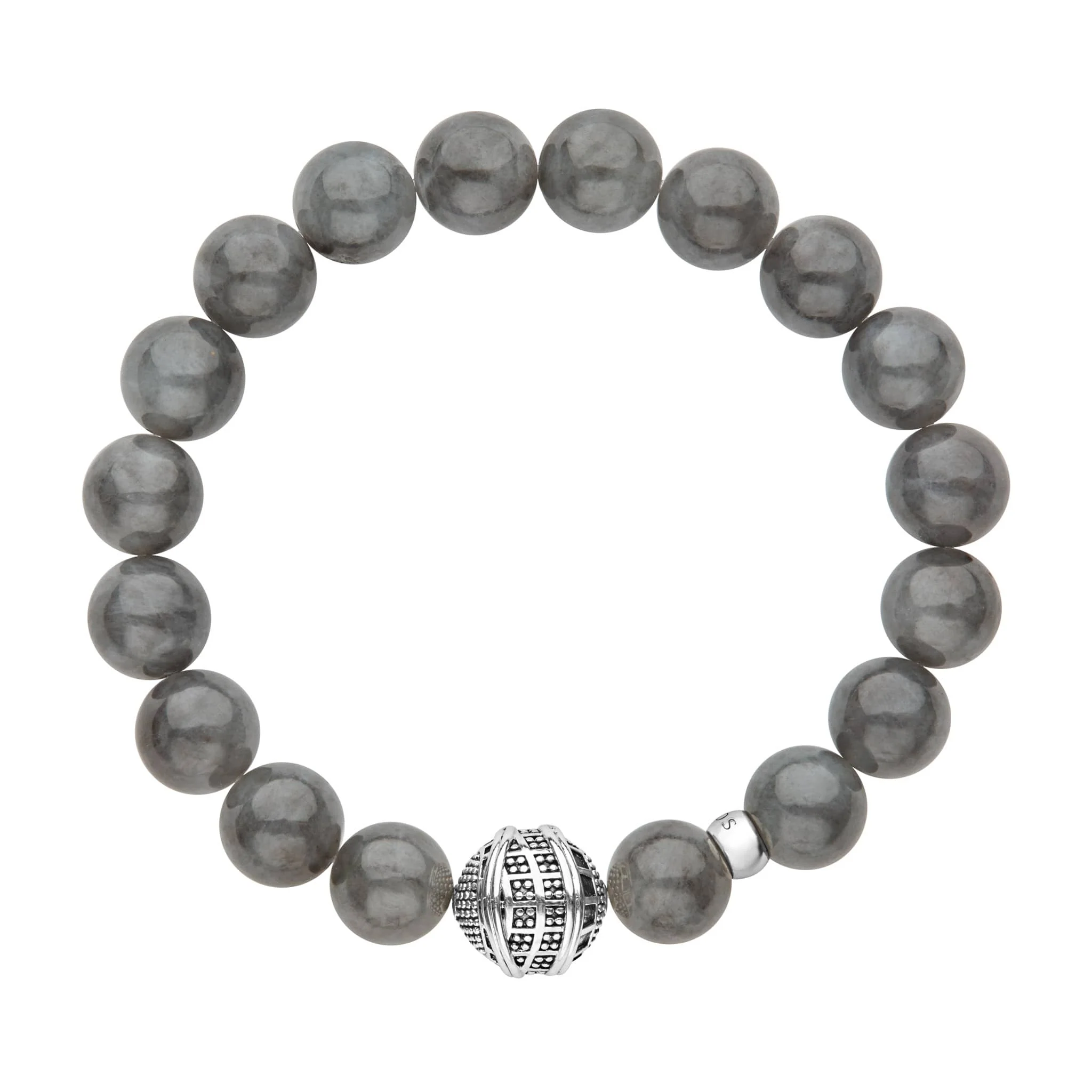 Keep Memory Alive Black Jade Silver Station Bead Bracelet - Image 3
