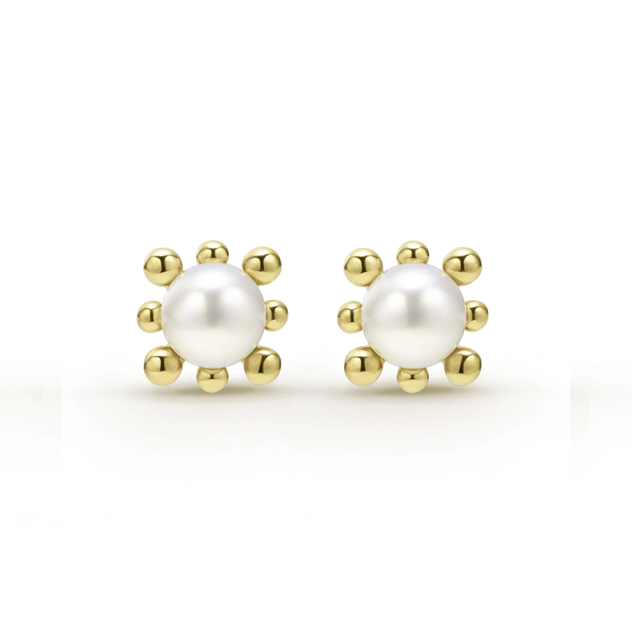 Luna 18K Gold Fleur Pearl Stud Earrings - Image 4