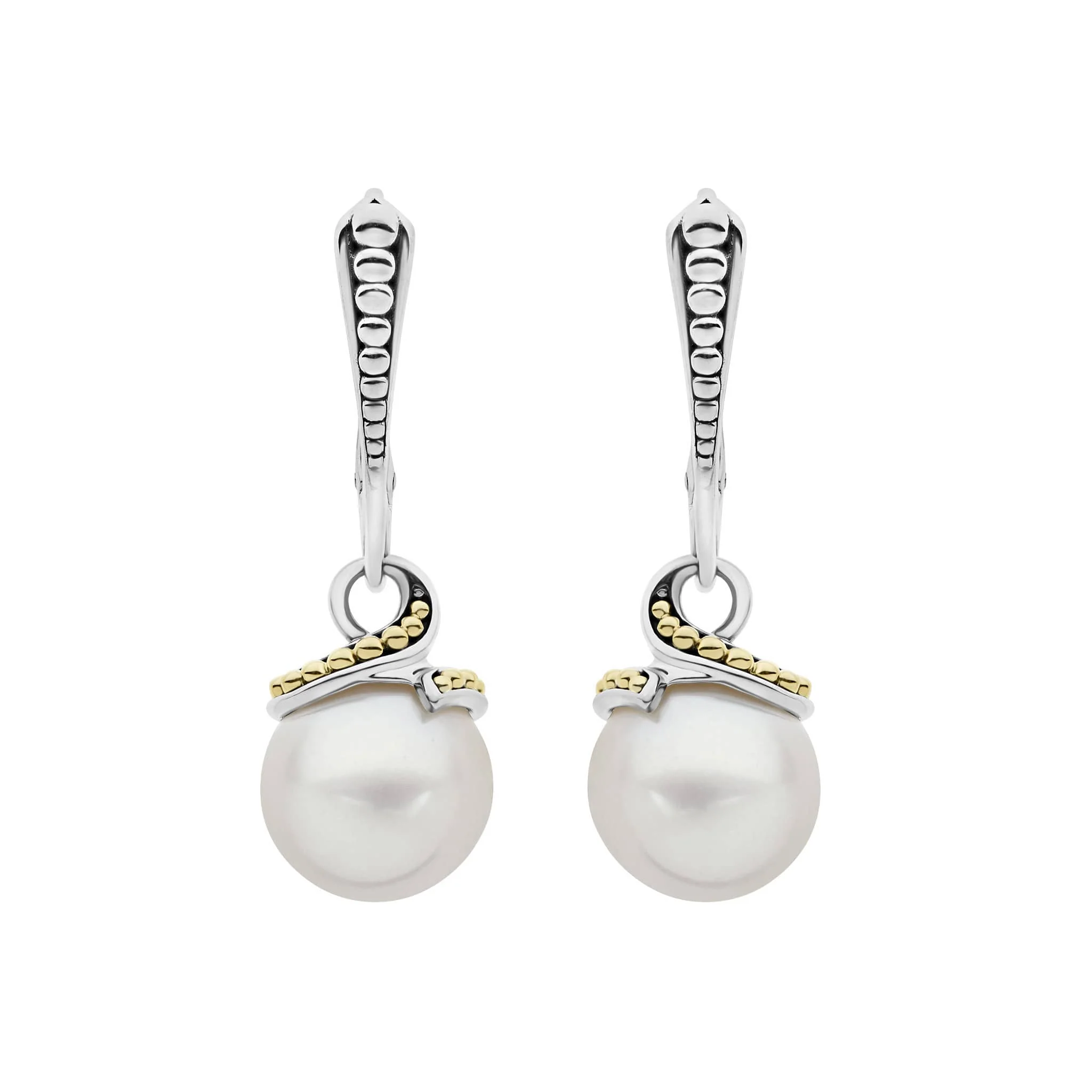 Luna Two-Tone Drop Pearl Earrings - Image 3