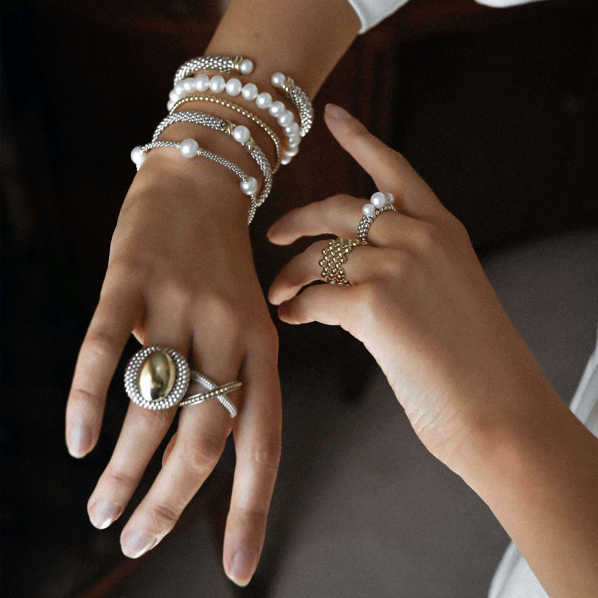 Luna Two-Tone X Pearl Caviar Bracelet | 6mm - Image 7